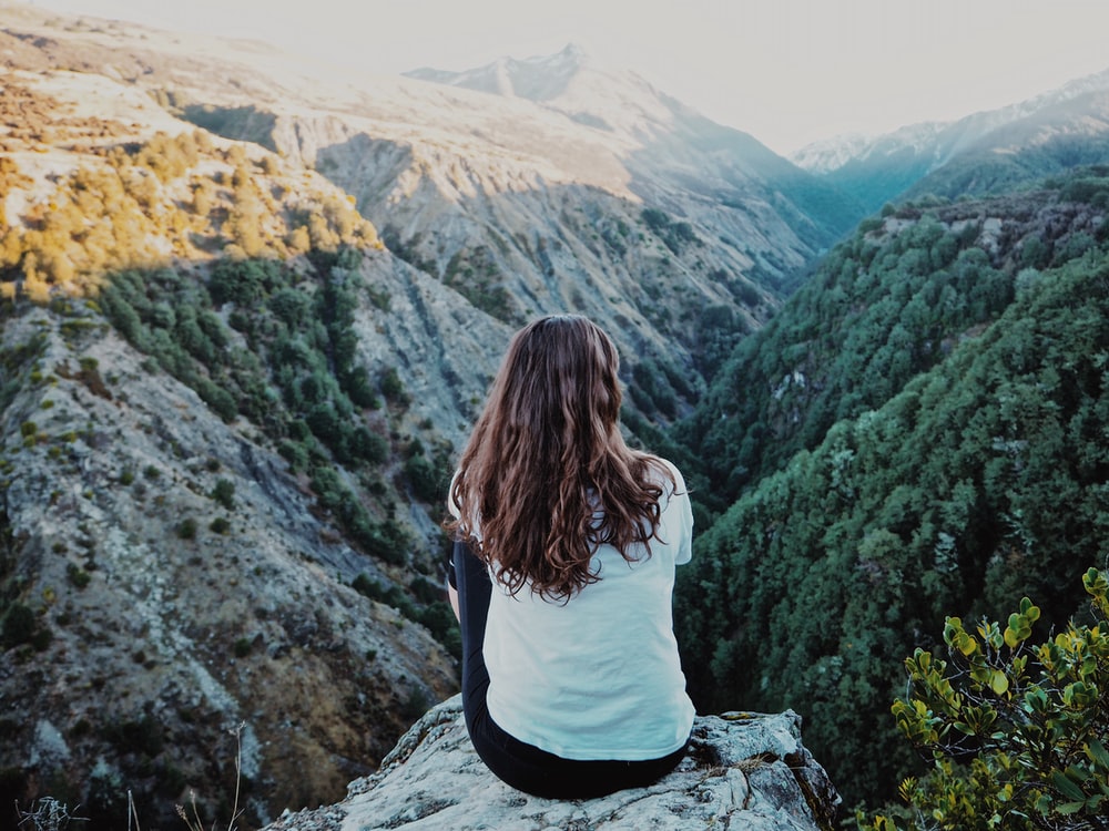 Girl At Tip Of Mountain Wallpapers