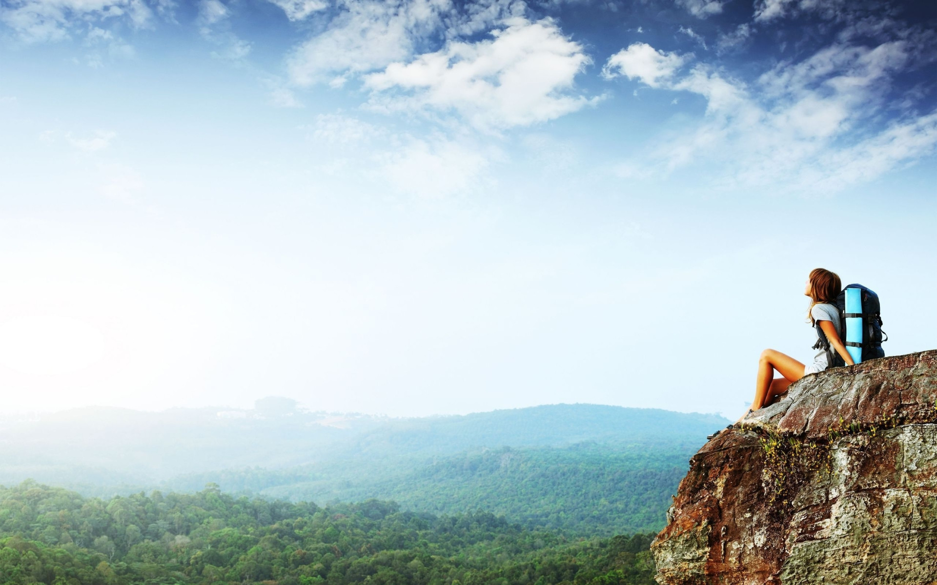 Girl At Tip Of Mountain Wallpapers