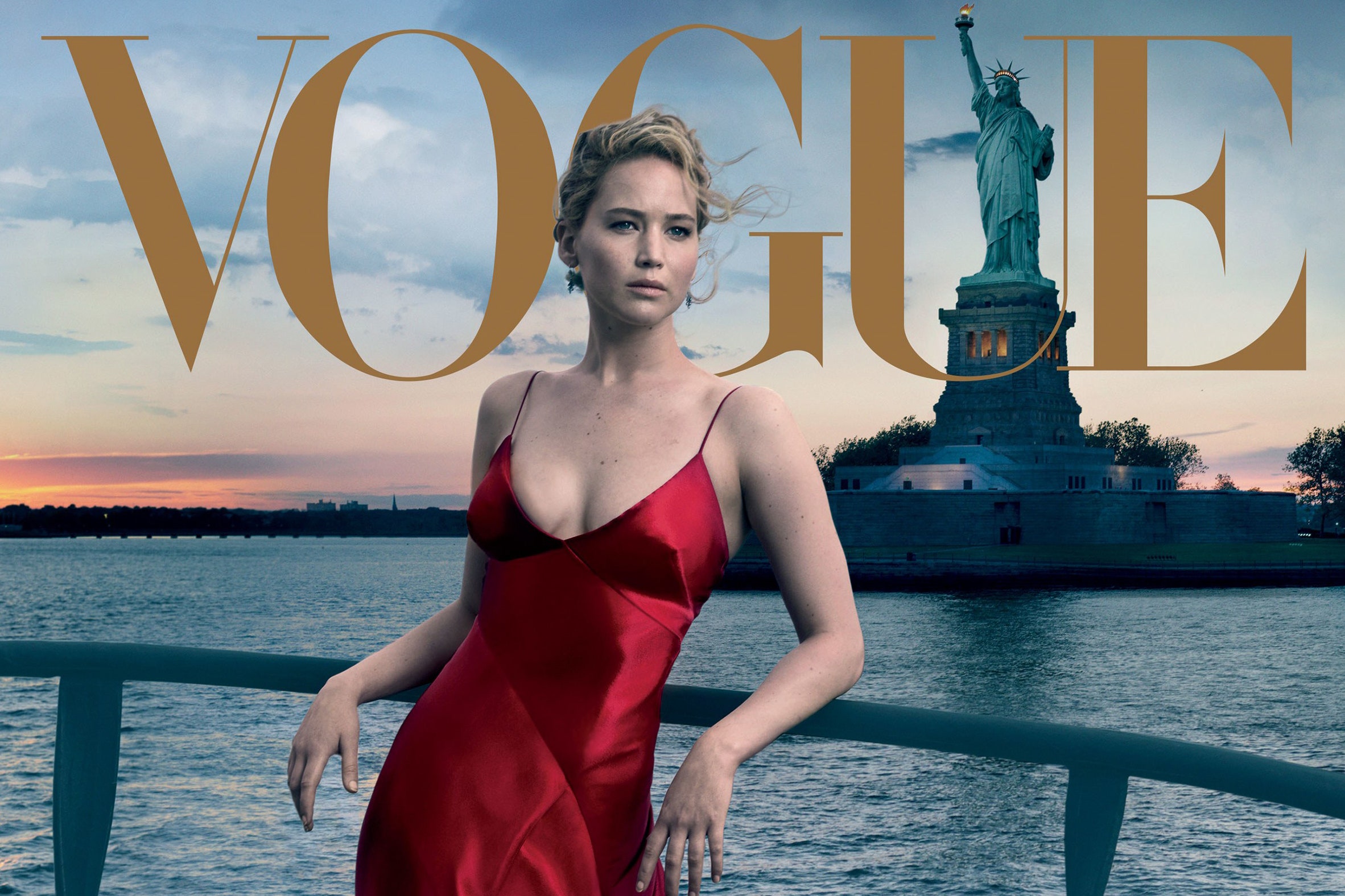 Jennifer Lawrence Red Dress For Vogue Wallpapers