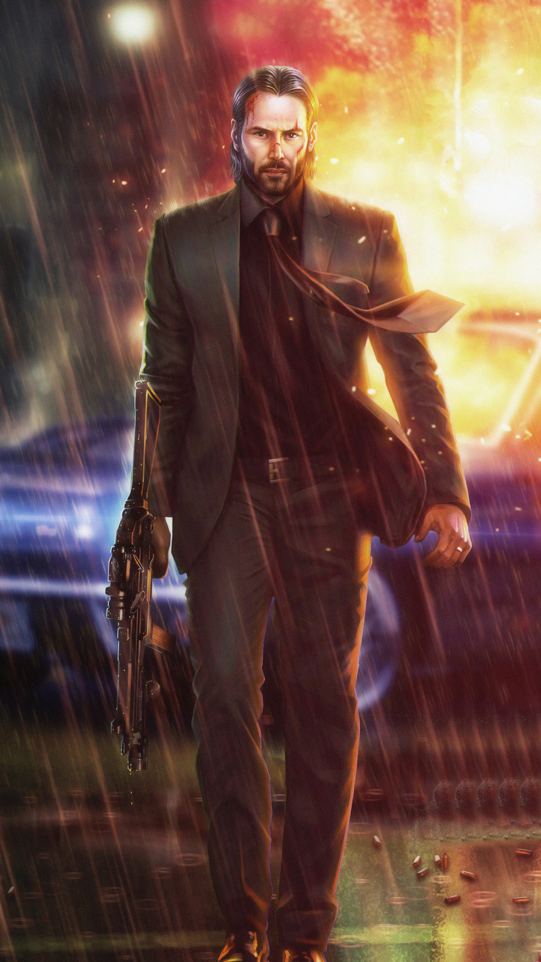 John Wick as Keanu Reeves Illustration Wallpapers