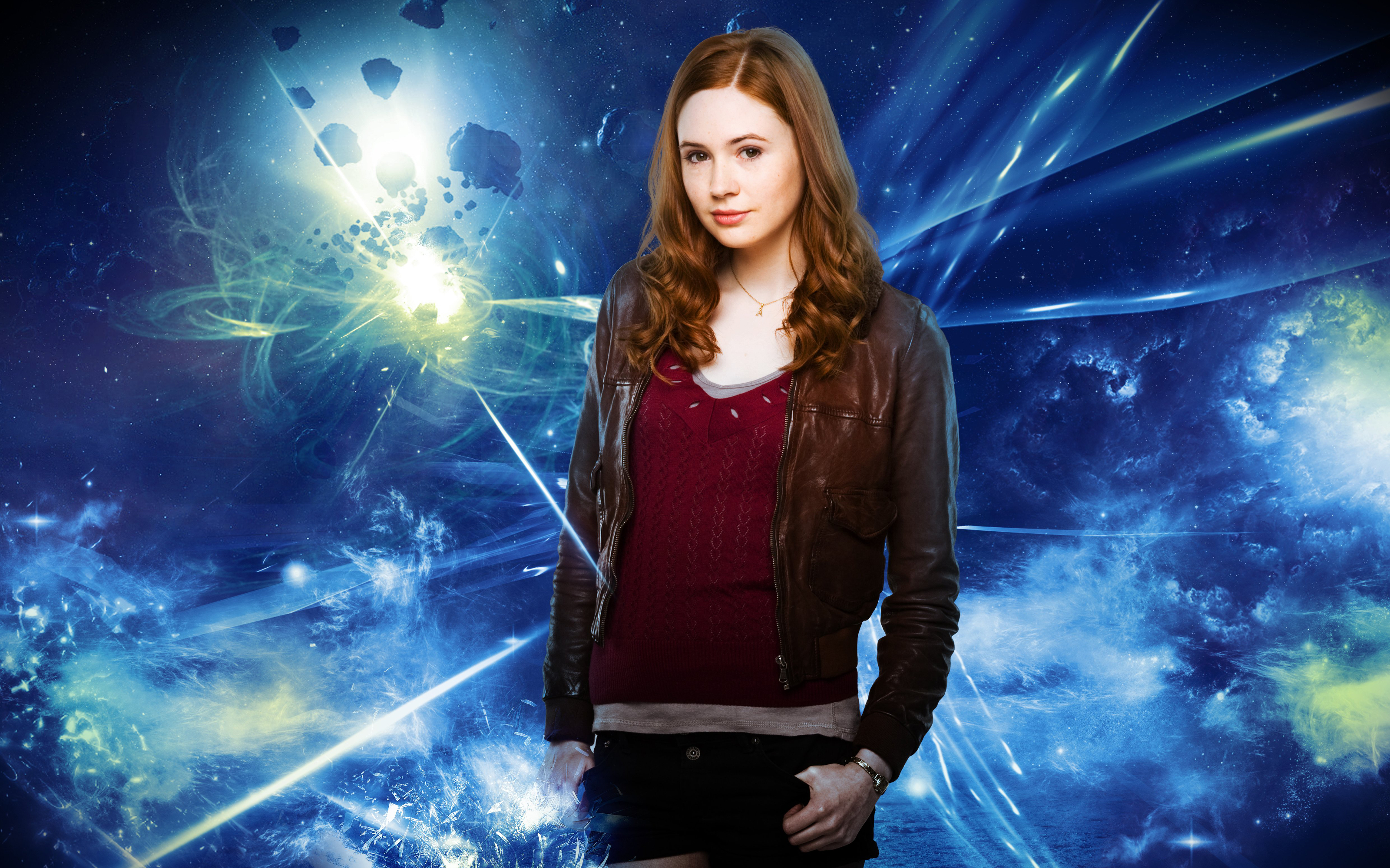 Karen Gillan Blue Dress Wallpapers