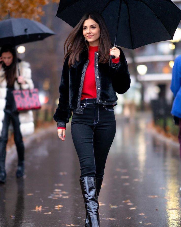 Victoria Justice In Black Jacket Wallpapers