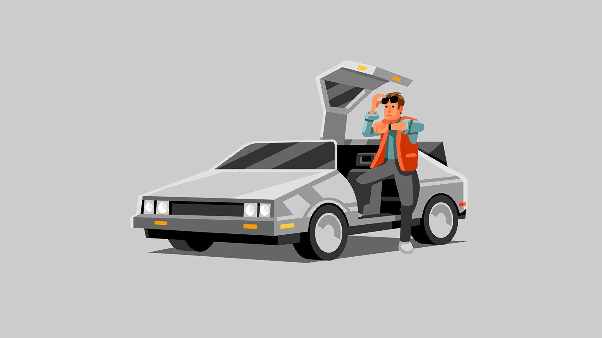 Back To The Future Delorean Car Illustration Wallpapers