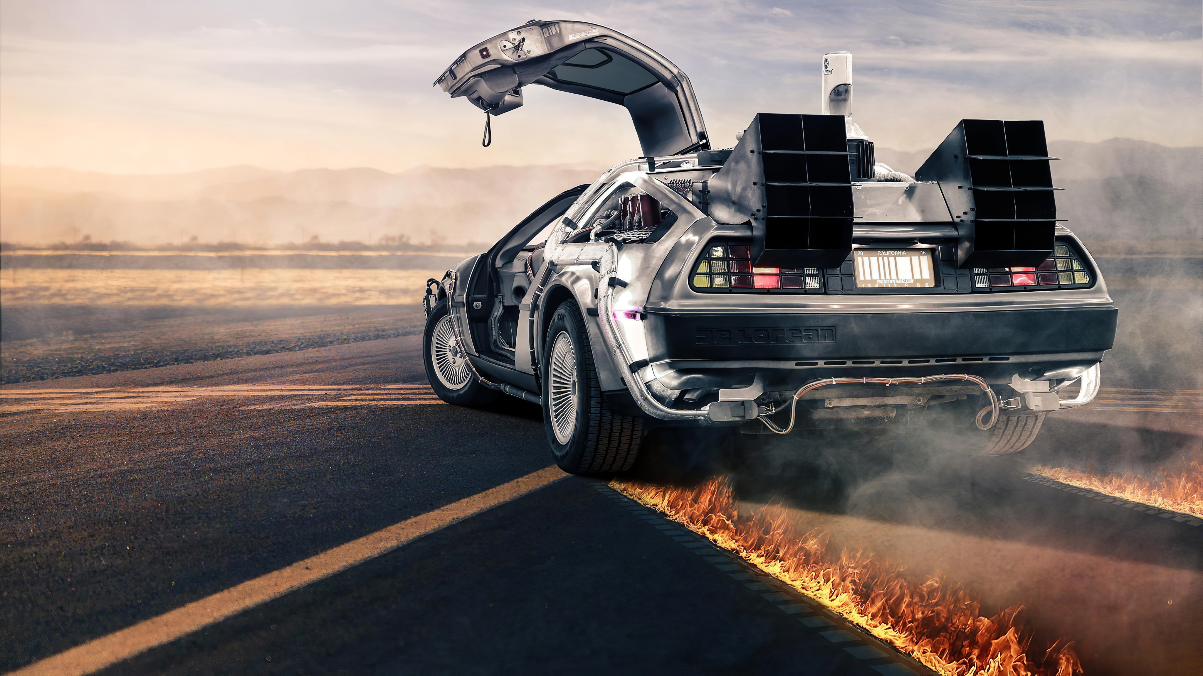 Back To The Future Delorean Car Illustration Wallpapers