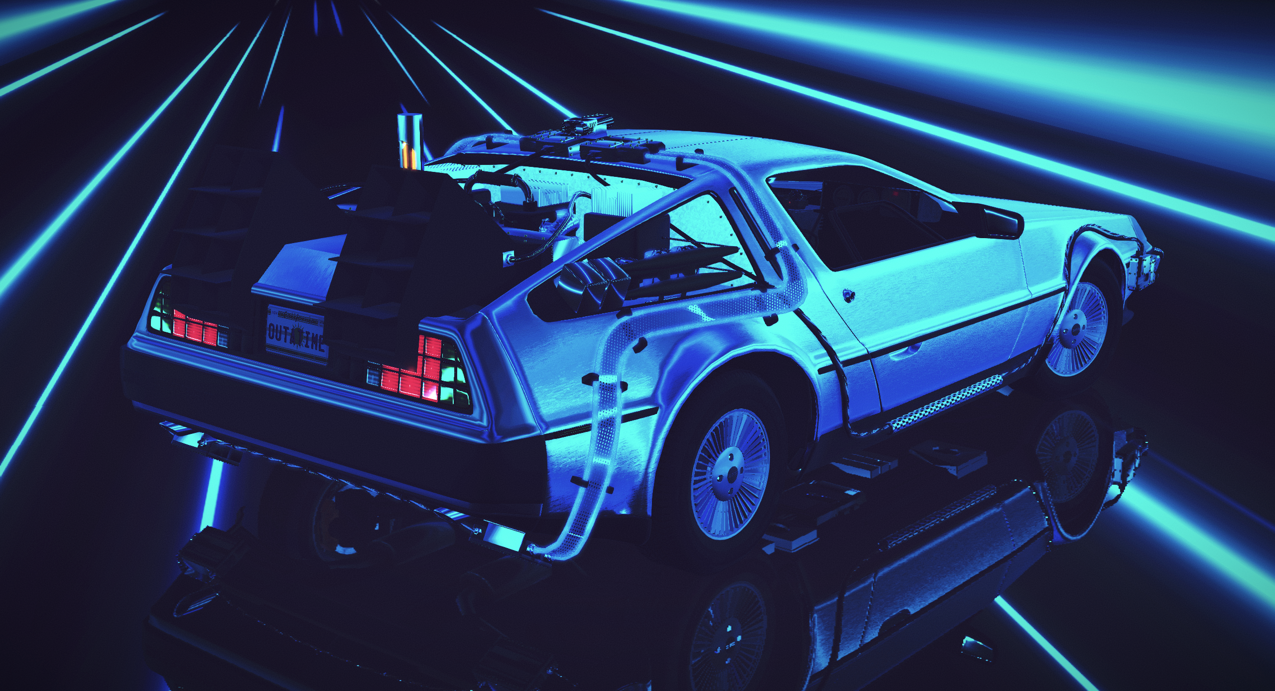 Back To The Future Delorean Car Illustration Wallpapers