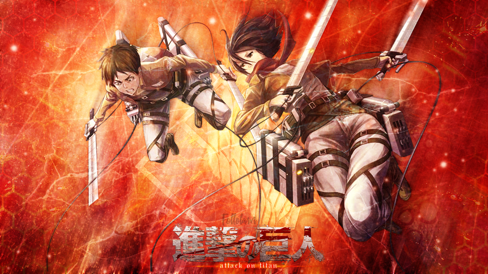 attack on titan eren and mikasa Wallpapers
