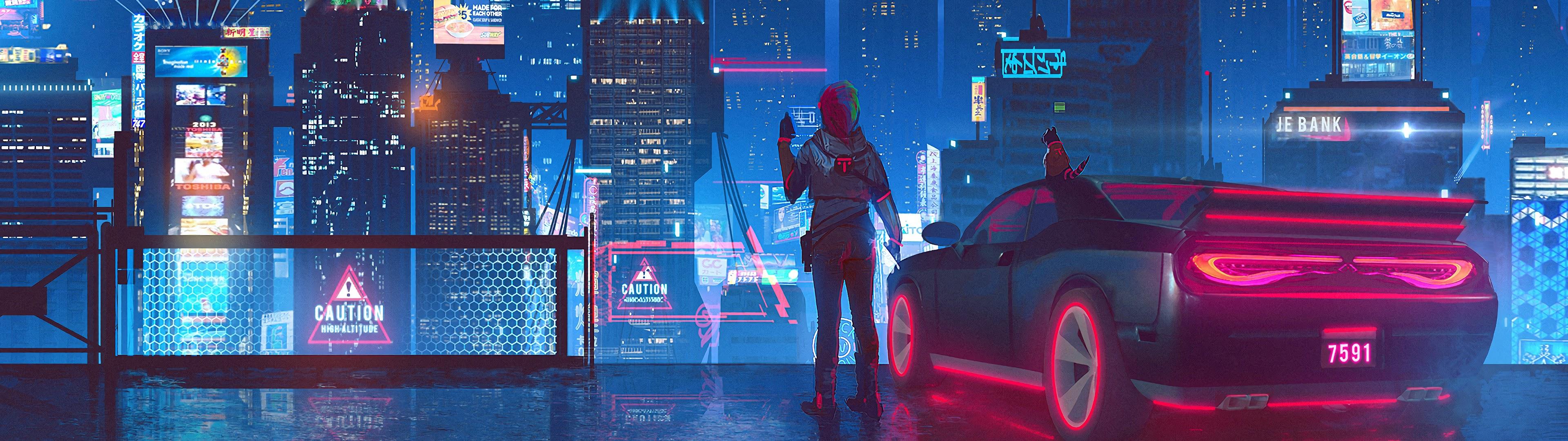 cyberpunk dual screen Wallpapers