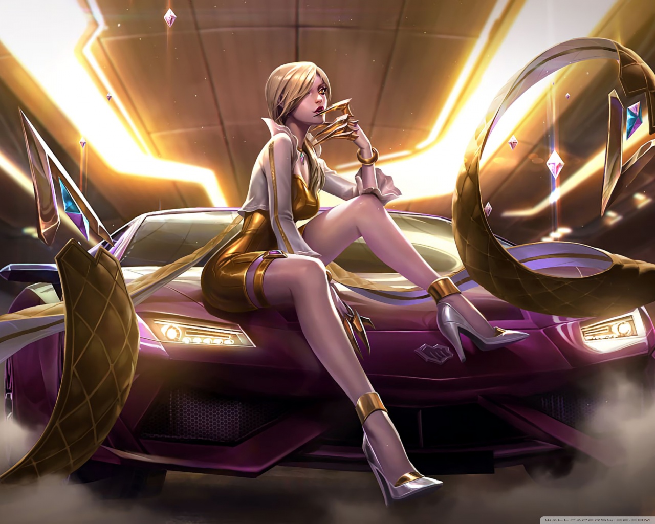 K/DA Evelynn Driving LoL 5K Wallpapers