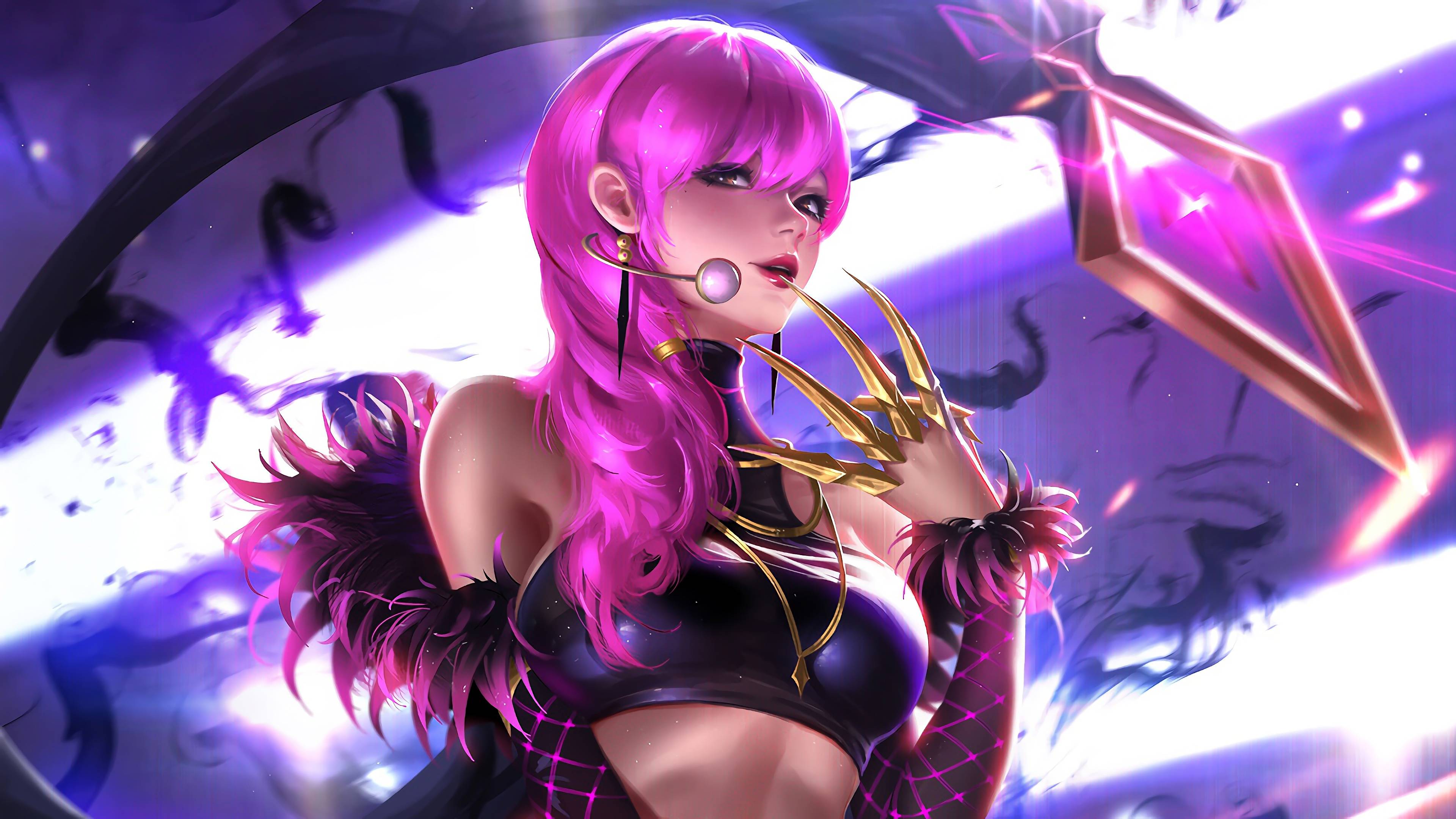 K/DA Evelynn Driving LoL 5K Wallpapers