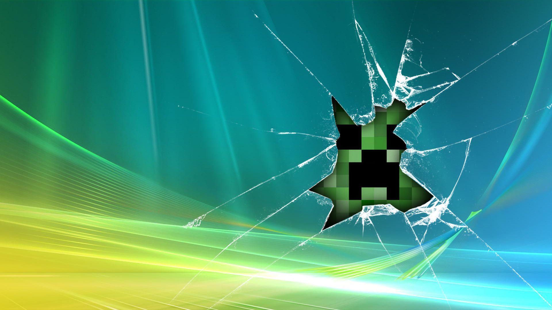 minecraft creeper glass broken wallpapers Wallpapers