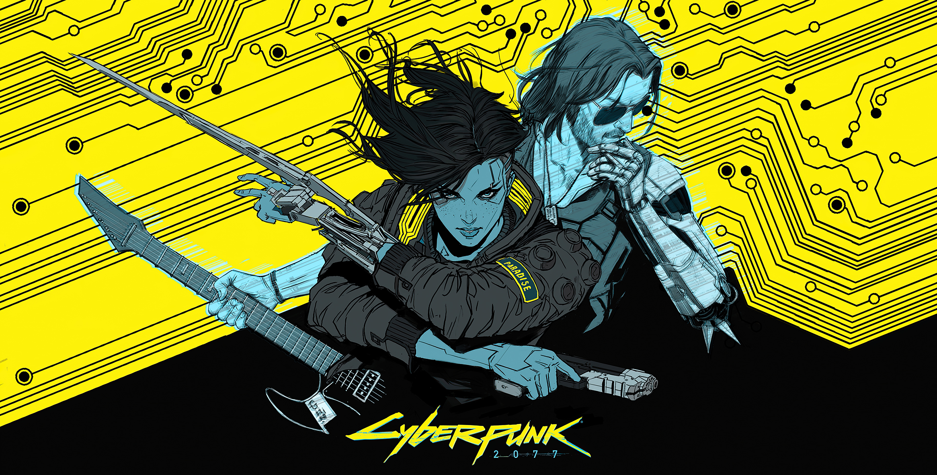 Yellow Background Cyberpunk 2077 Wallpapers