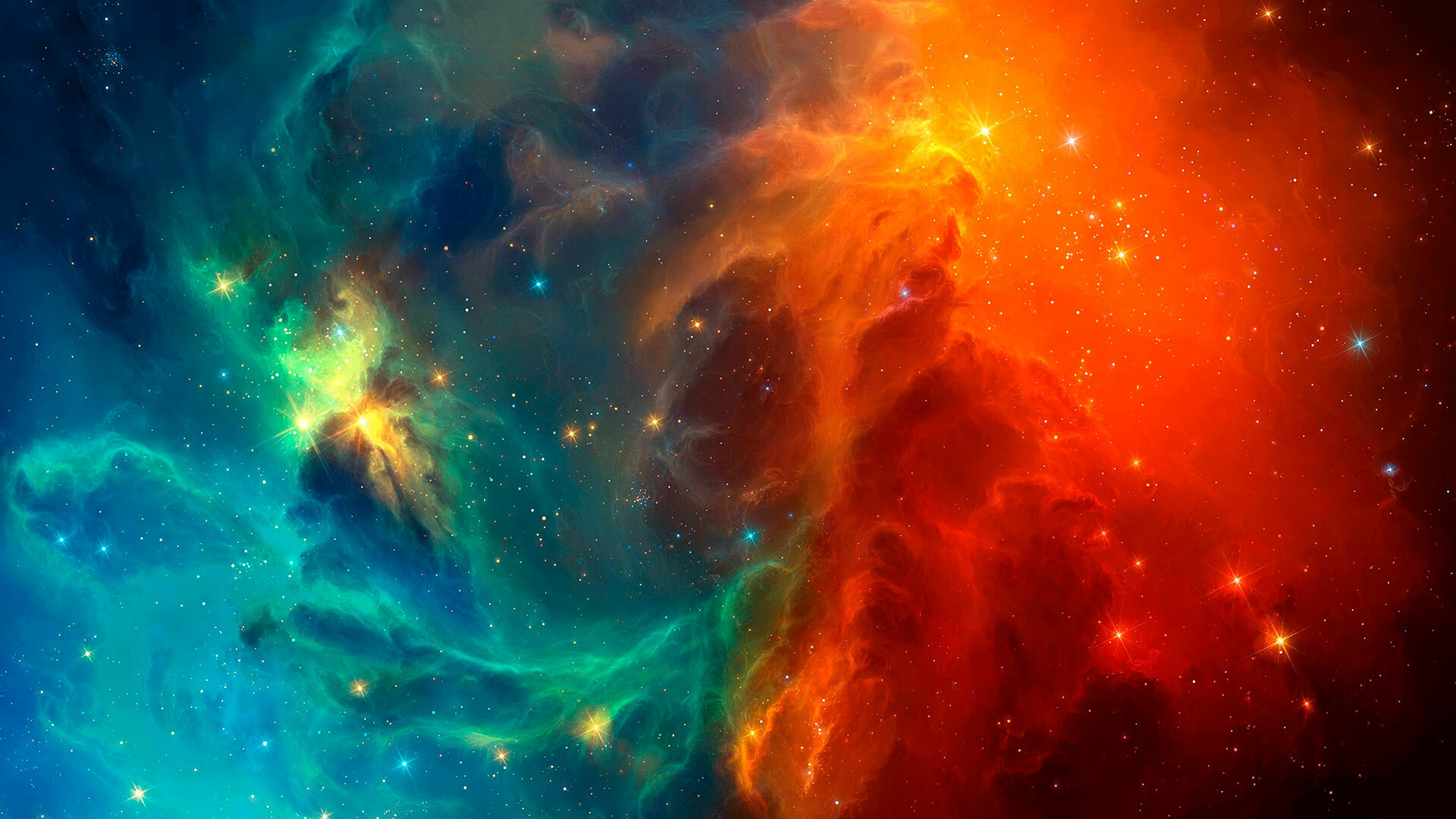 Colorful Lion Spirit In Space Nebula
 Wallpapers