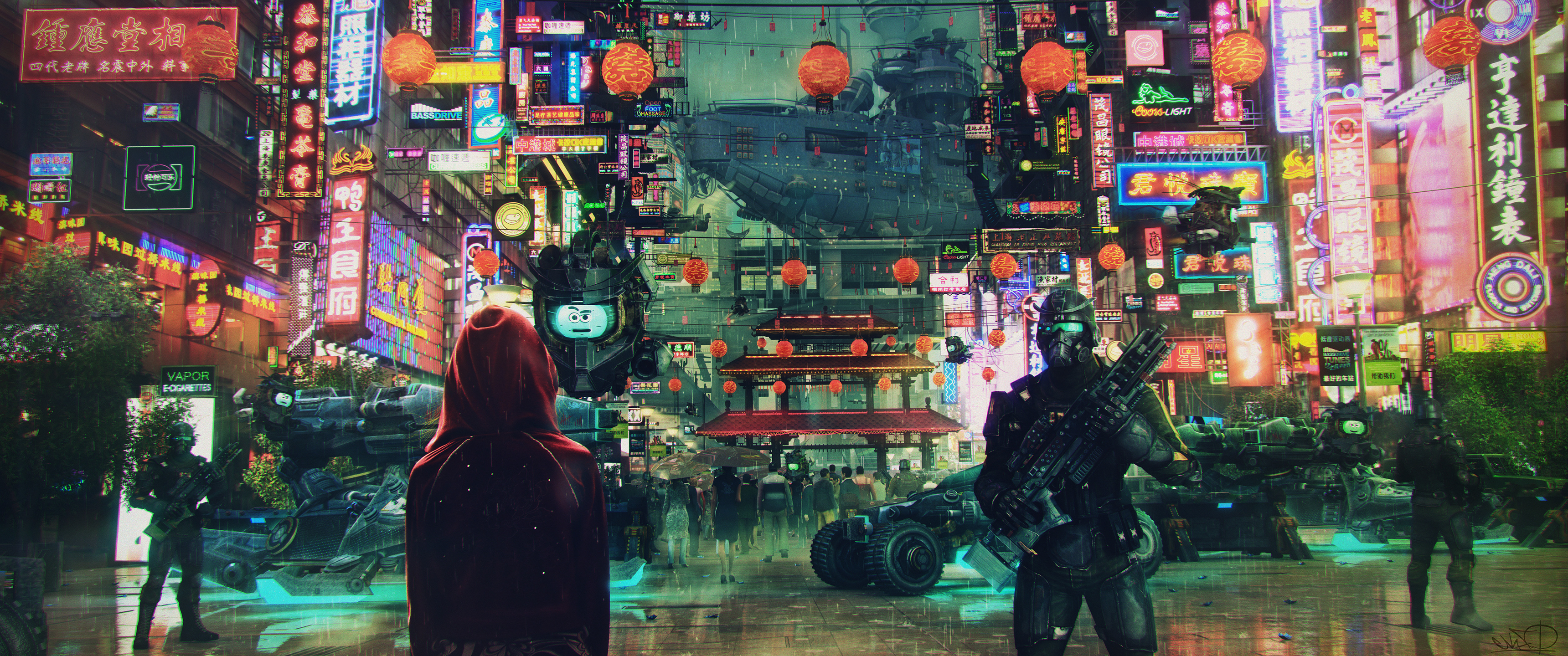 Cyberpunk Science Fiction Futuristic City And Police
 Wallpapers