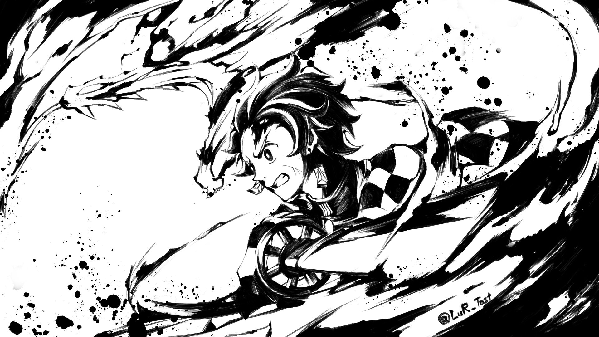 Demon Slayer Black And White
 Wallpapers