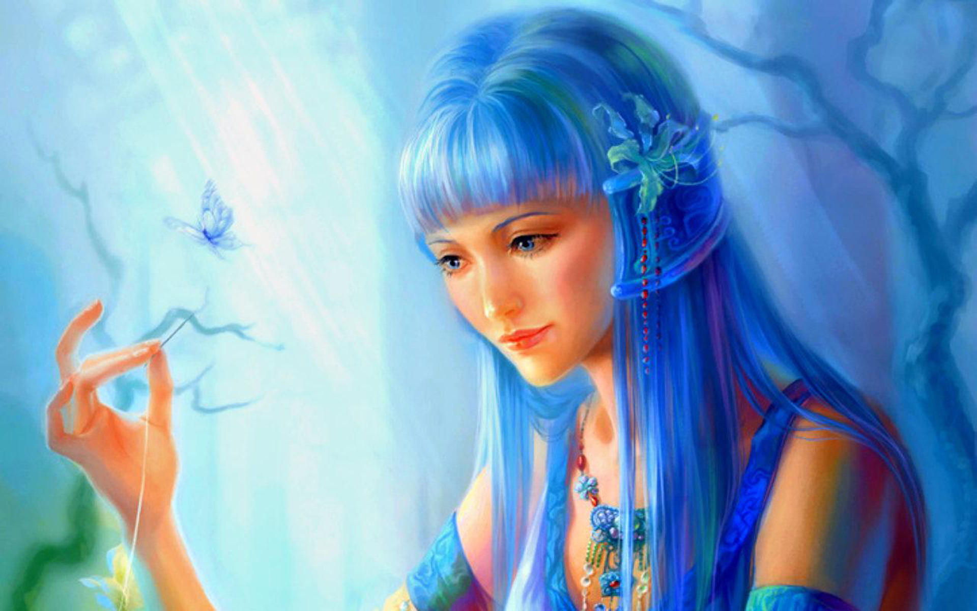 Fantasy Blue Girl
 Wallpapers
