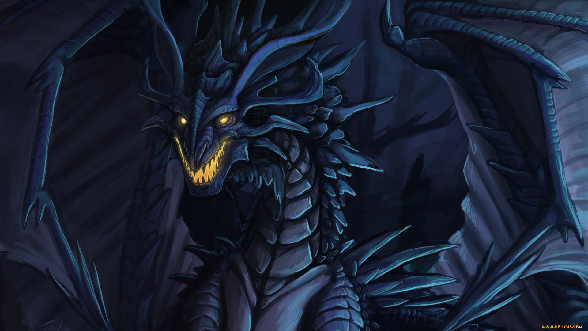 Fantasy Dragon Face Yellow Eyes
 Wallpapers