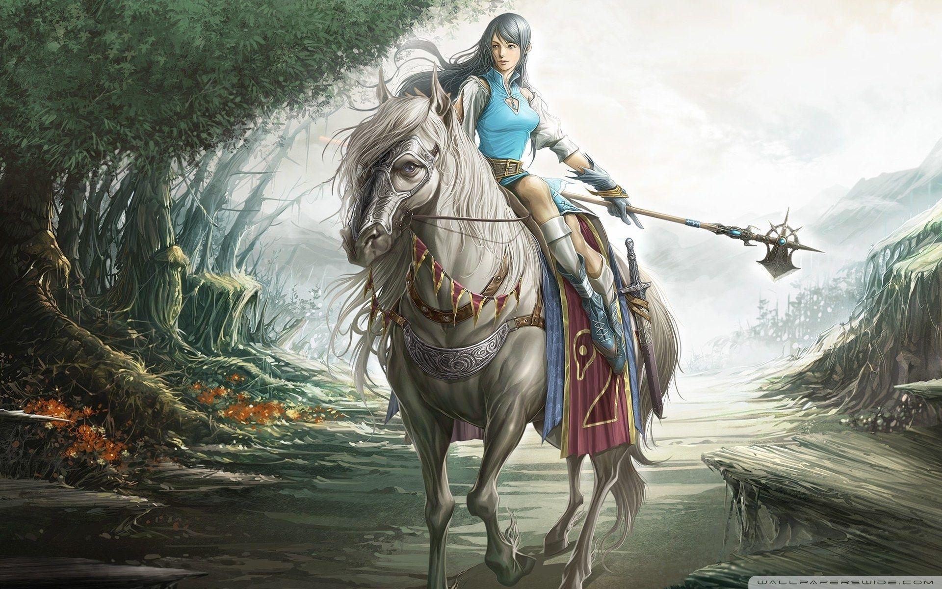 Fantasy Men Horse Riding
 Wallpapers