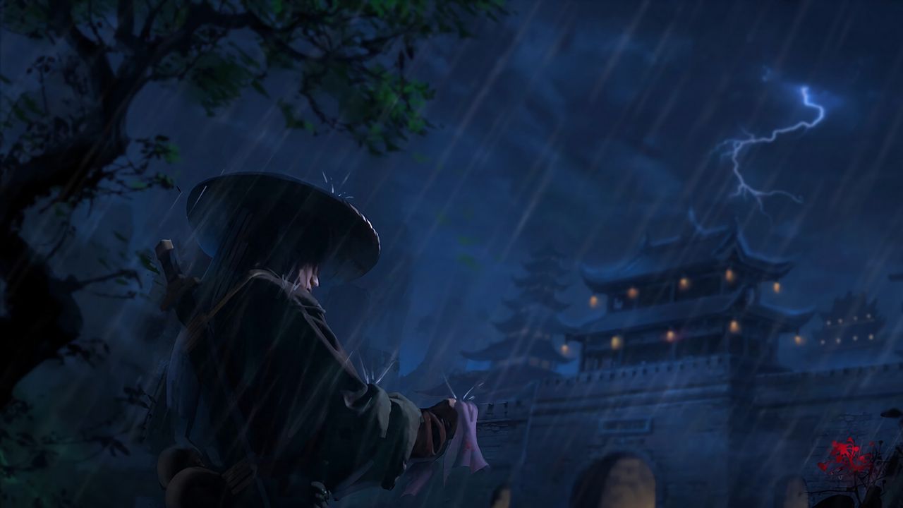 Japanese Warrior In Rain
 Wallpapers