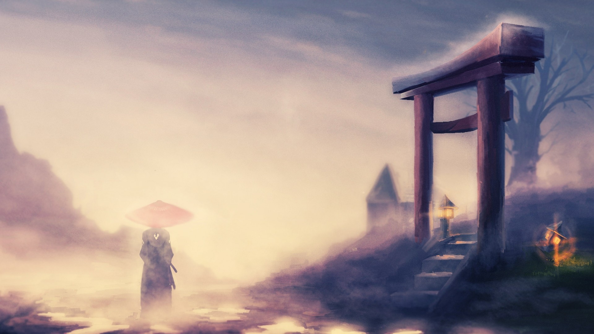 Japanese Warrior In Rain
 Wallpapers