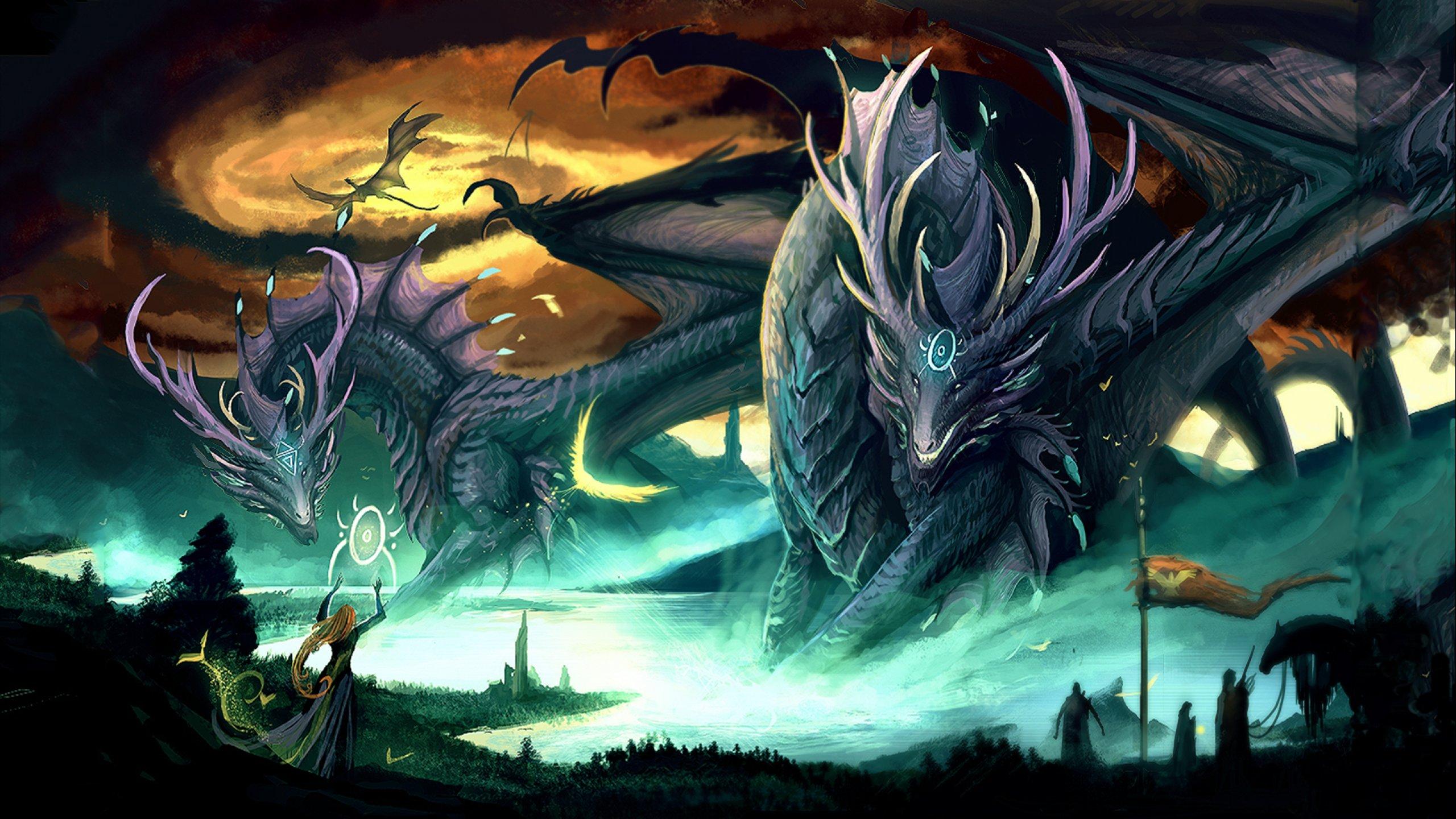 King Vs Dragon Fantasy Art
 Wallpapers