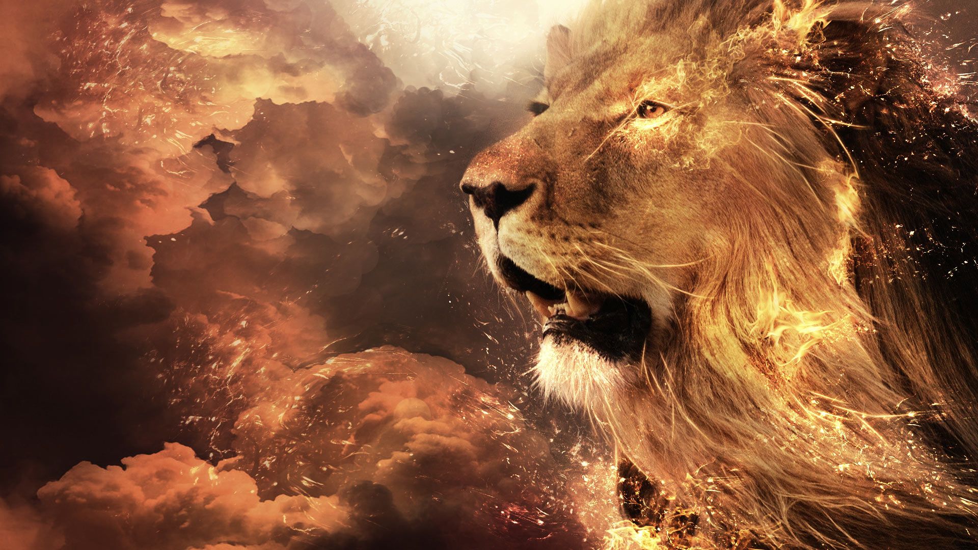 Lion Roar Colorful Fantasy Artwork
 Wallpapers