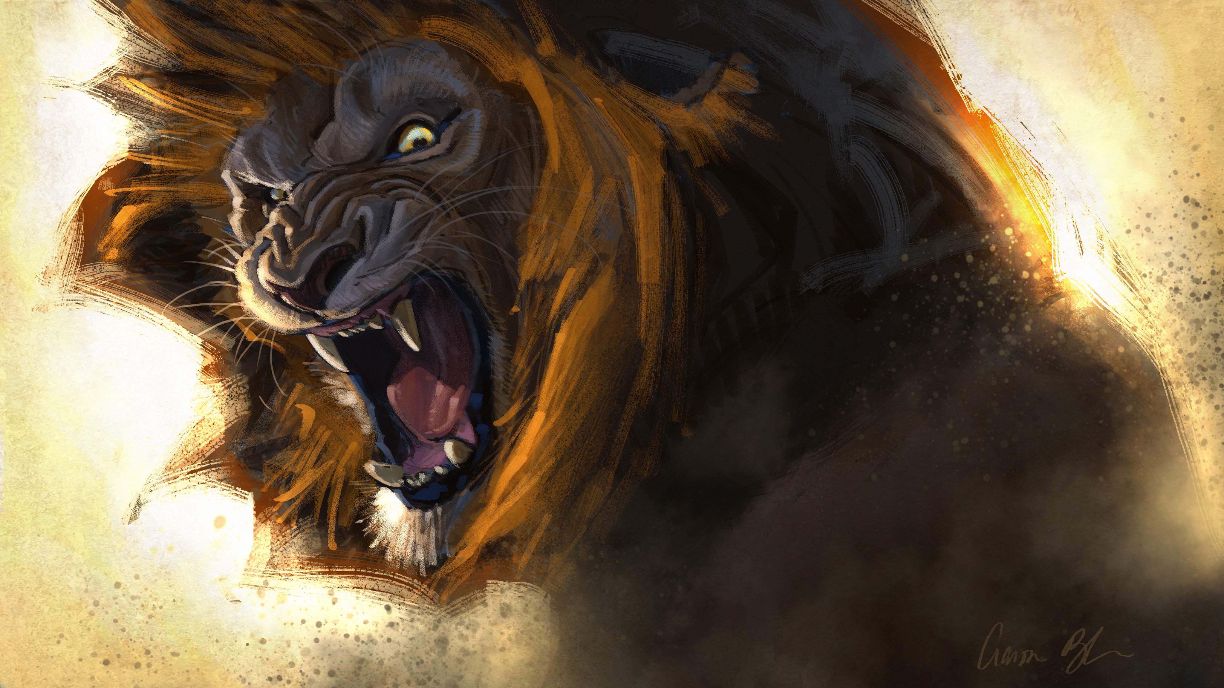 Lion Roar Colorful Fantasy Artwork
 Wallpapers