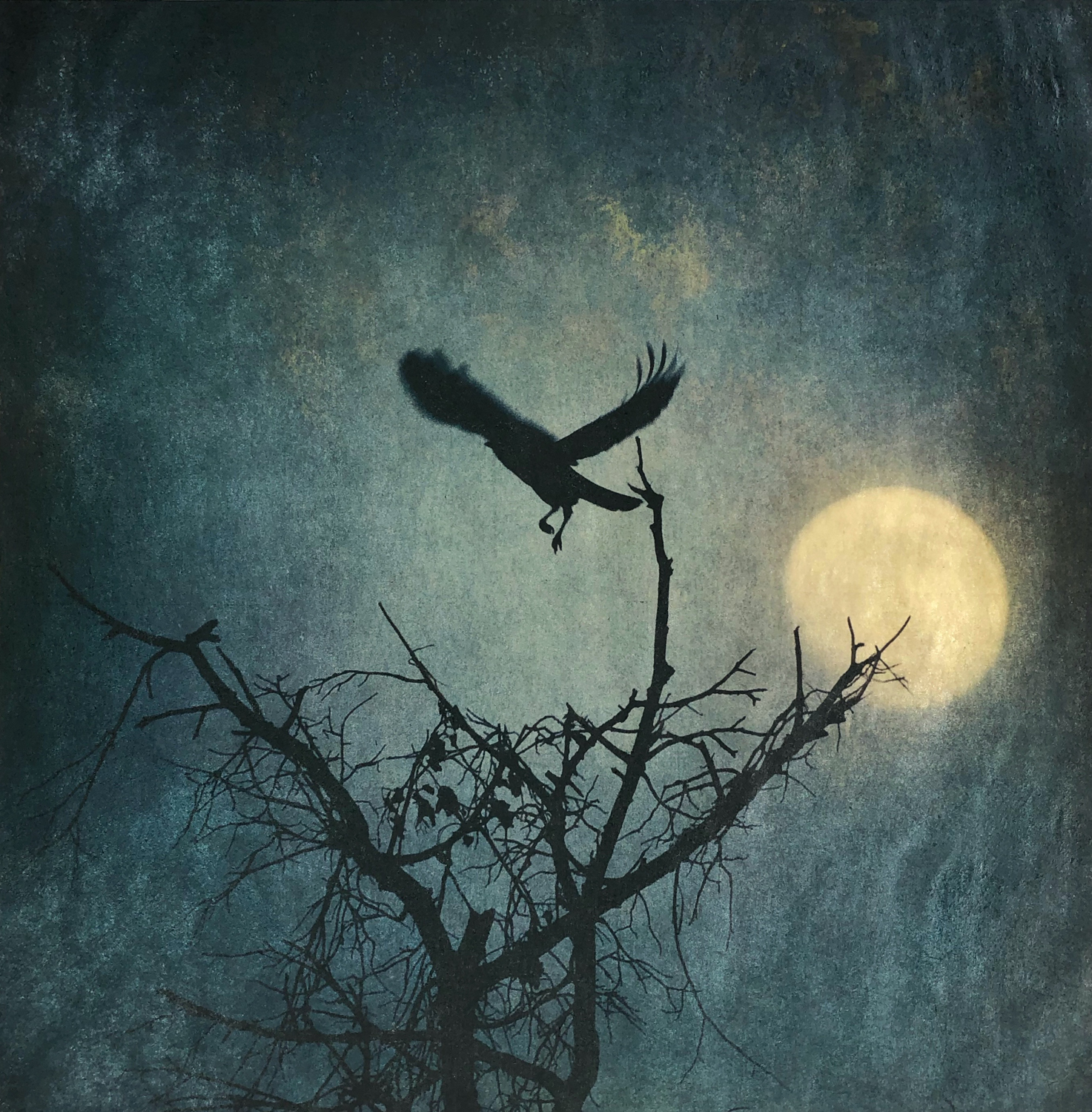 Lonely Person Silhouette Flying In Moon
 Wallpapers