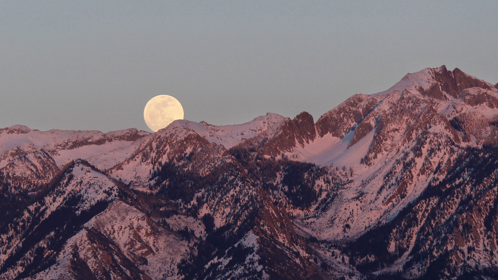 Man Watching Moon Rising Over Mountains
 Wallpapers