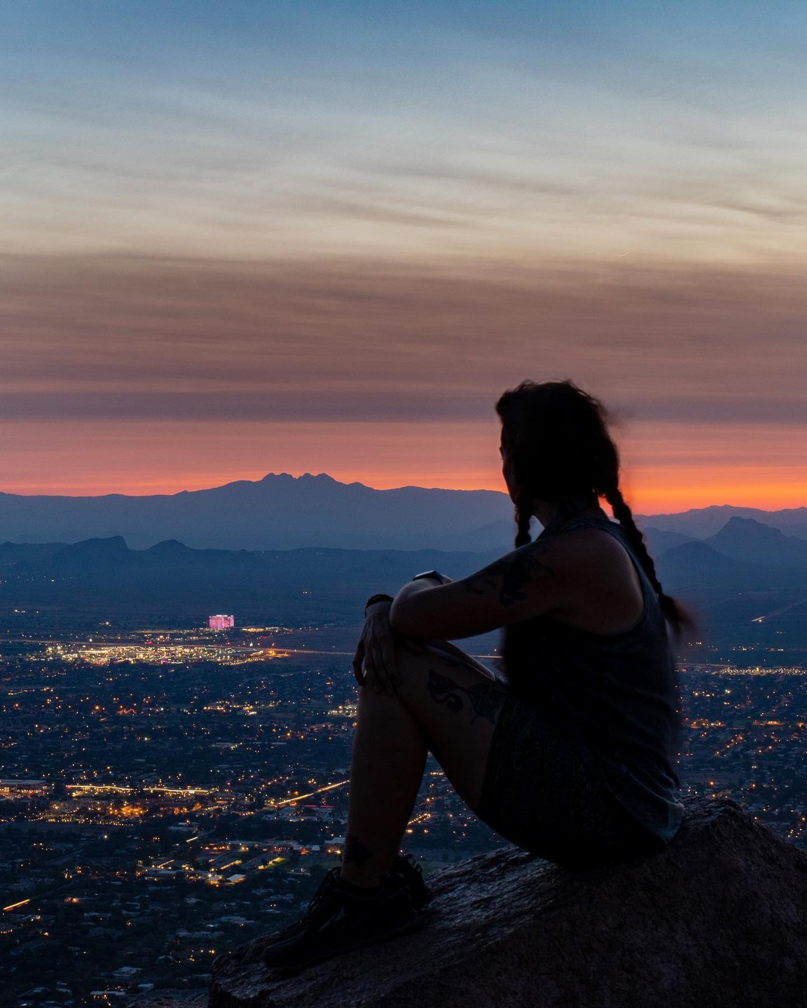 Man Watching Moon Rising Over Mountains
 Wallpapers