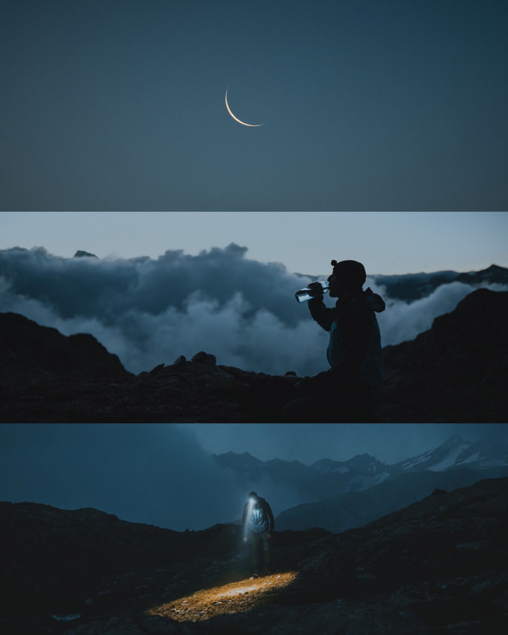 Man Watching Moon Rising Over Mountains
 Wallpapers