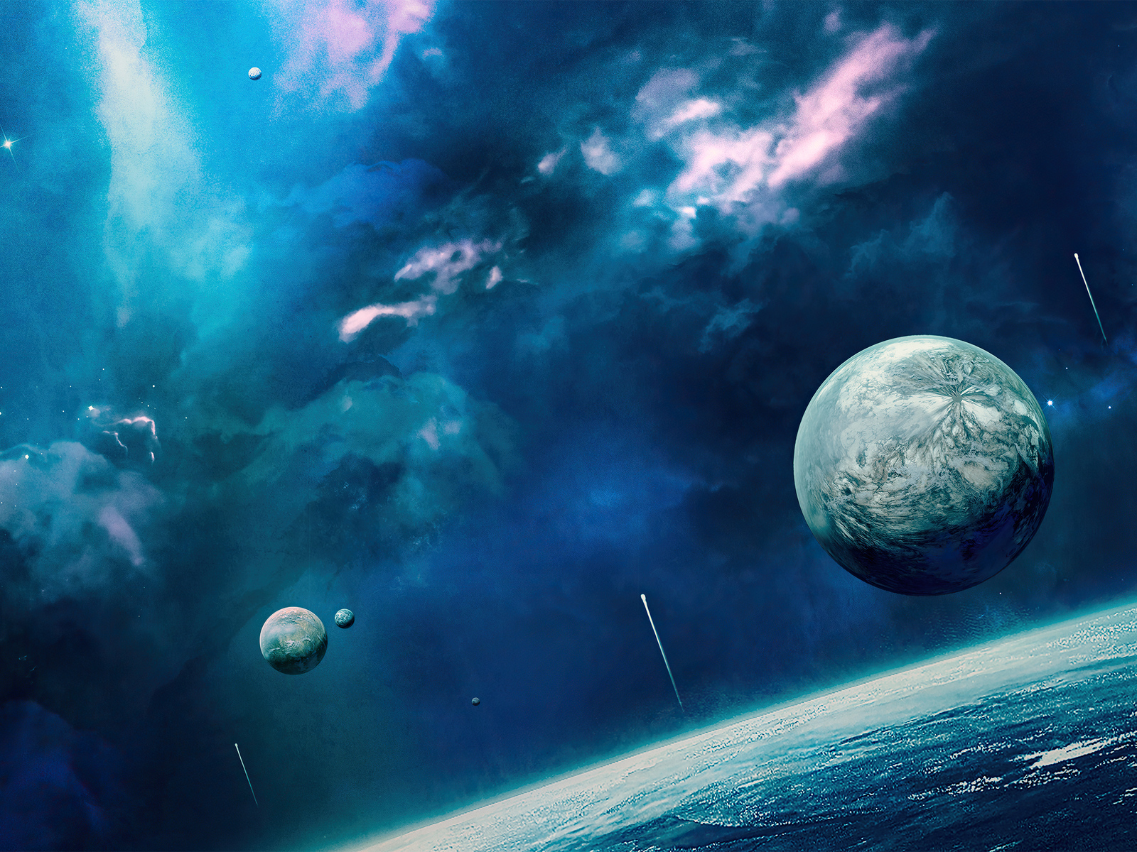 Planet Rising Over Galaxy
 Wallpapers