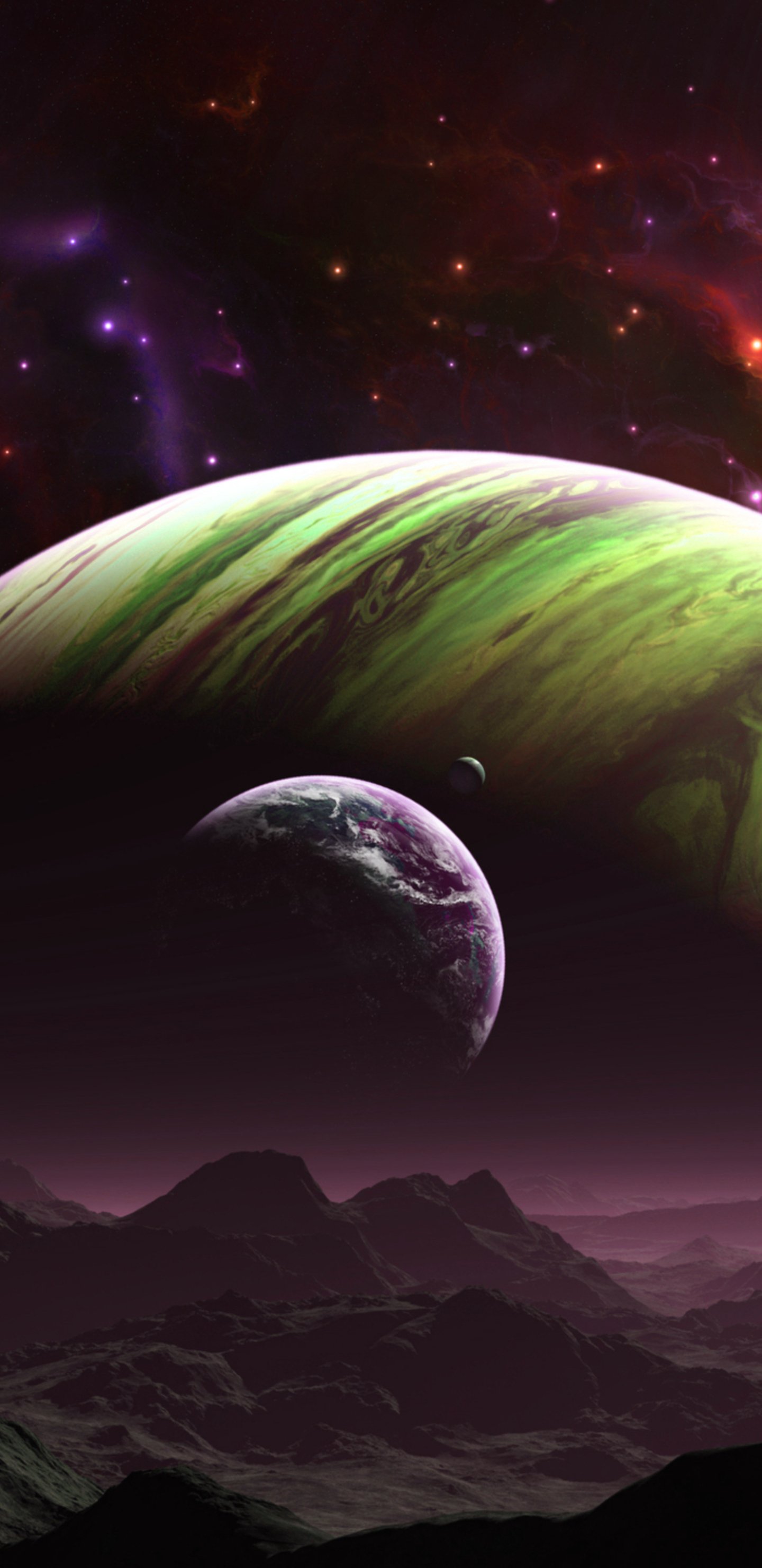 Planet Rising Over Galaxy
 Wallpapers