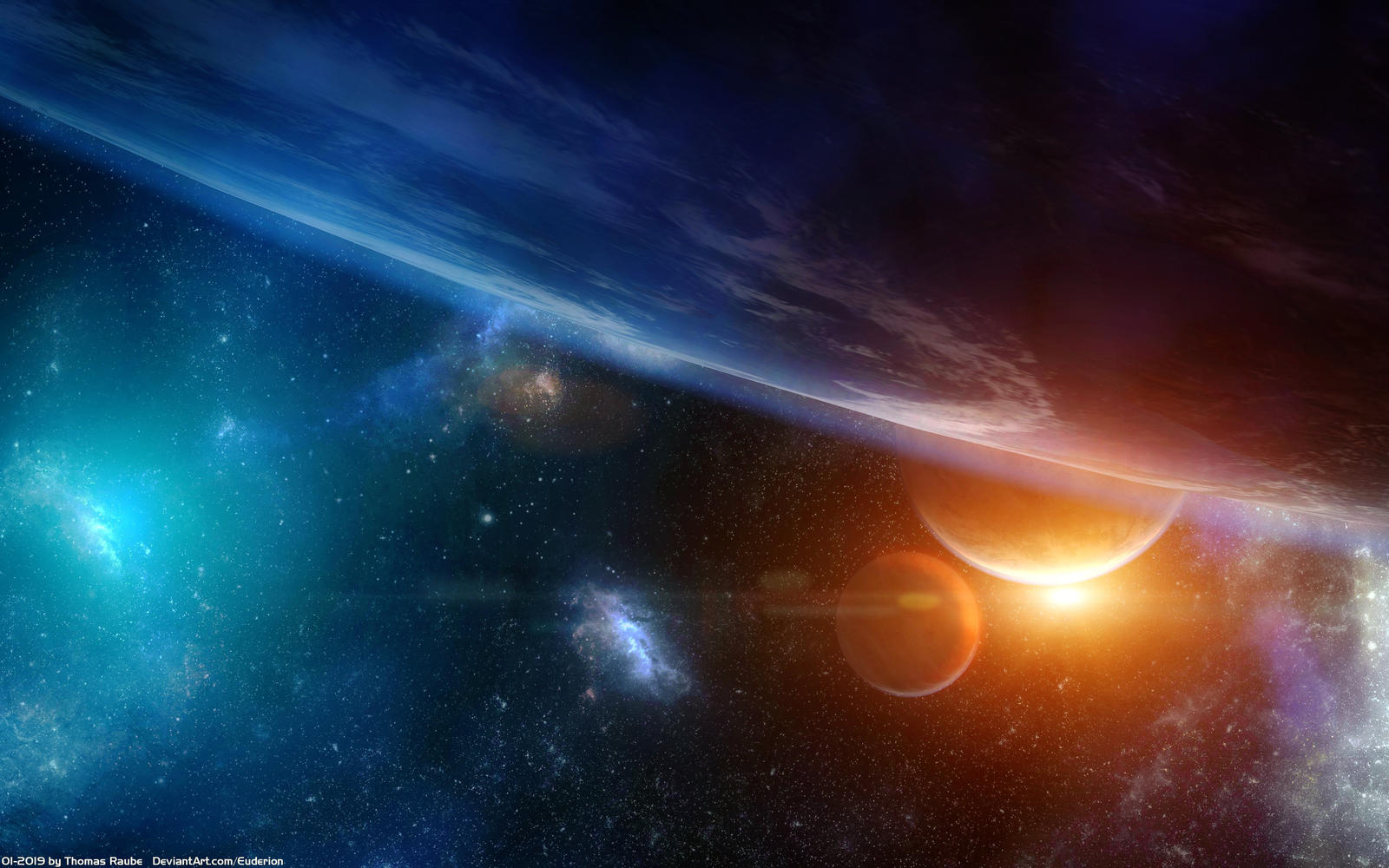 Planet Rising Over Galaxy
 Wallpapers