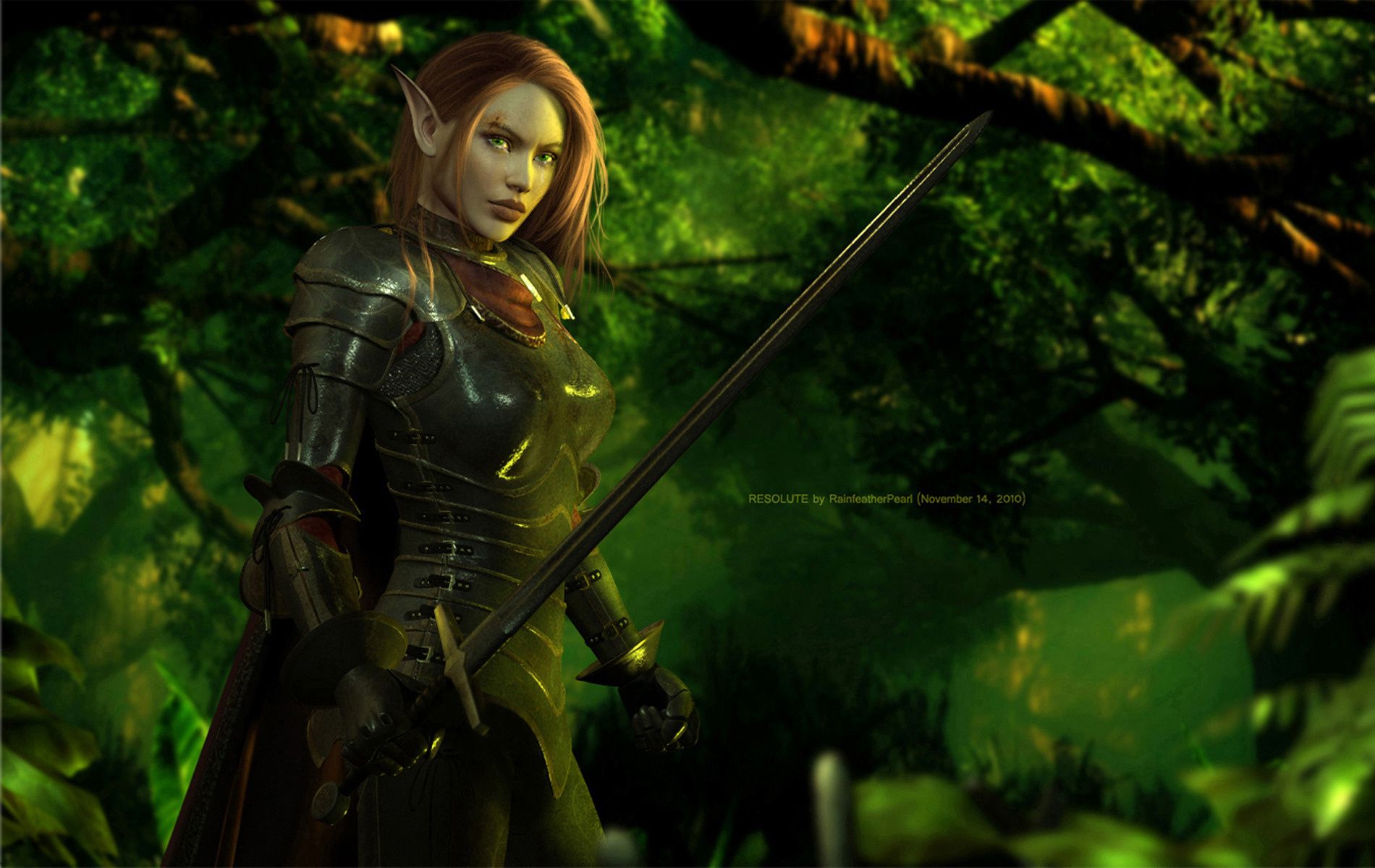 Warrior Girl In Forest
 Wallpapers