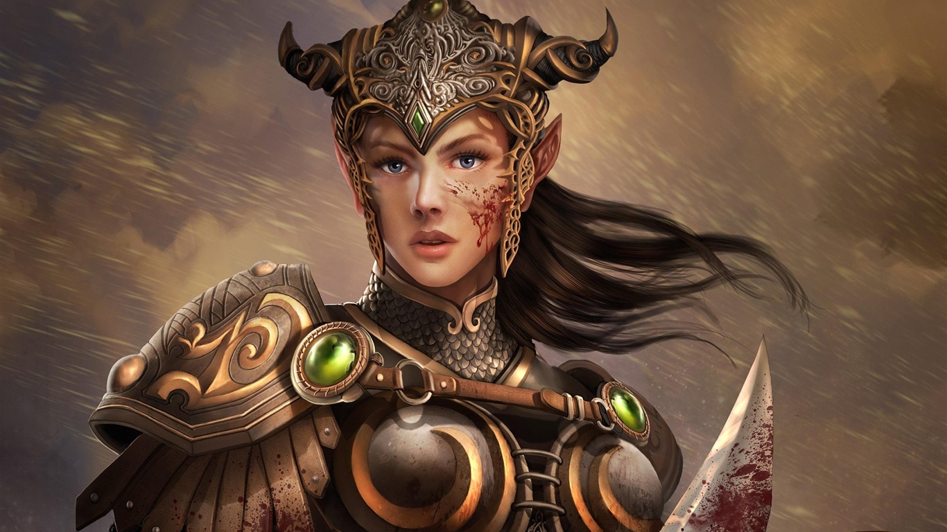 Warrior Girl In Forest
 Wallpapers