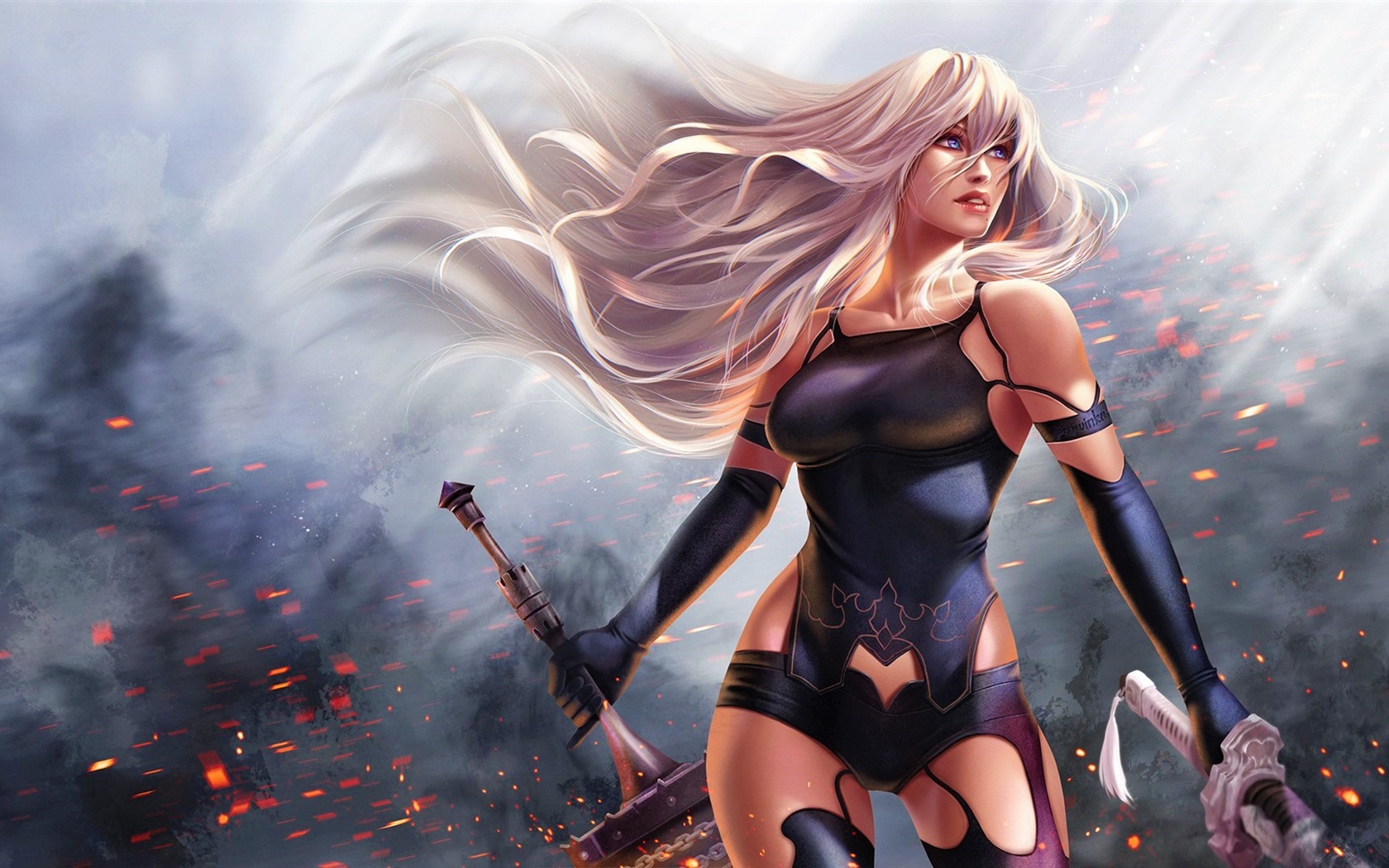 Women Warrior Long Hair Fantasy Girl
 Wallpapers