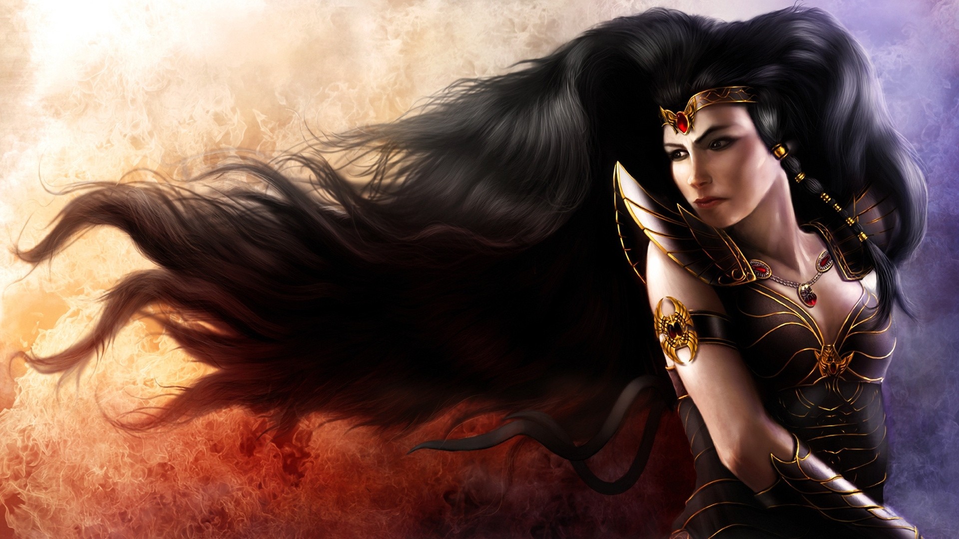 Women Warrior Long Hair Fantasy Girl
 Wallpapers