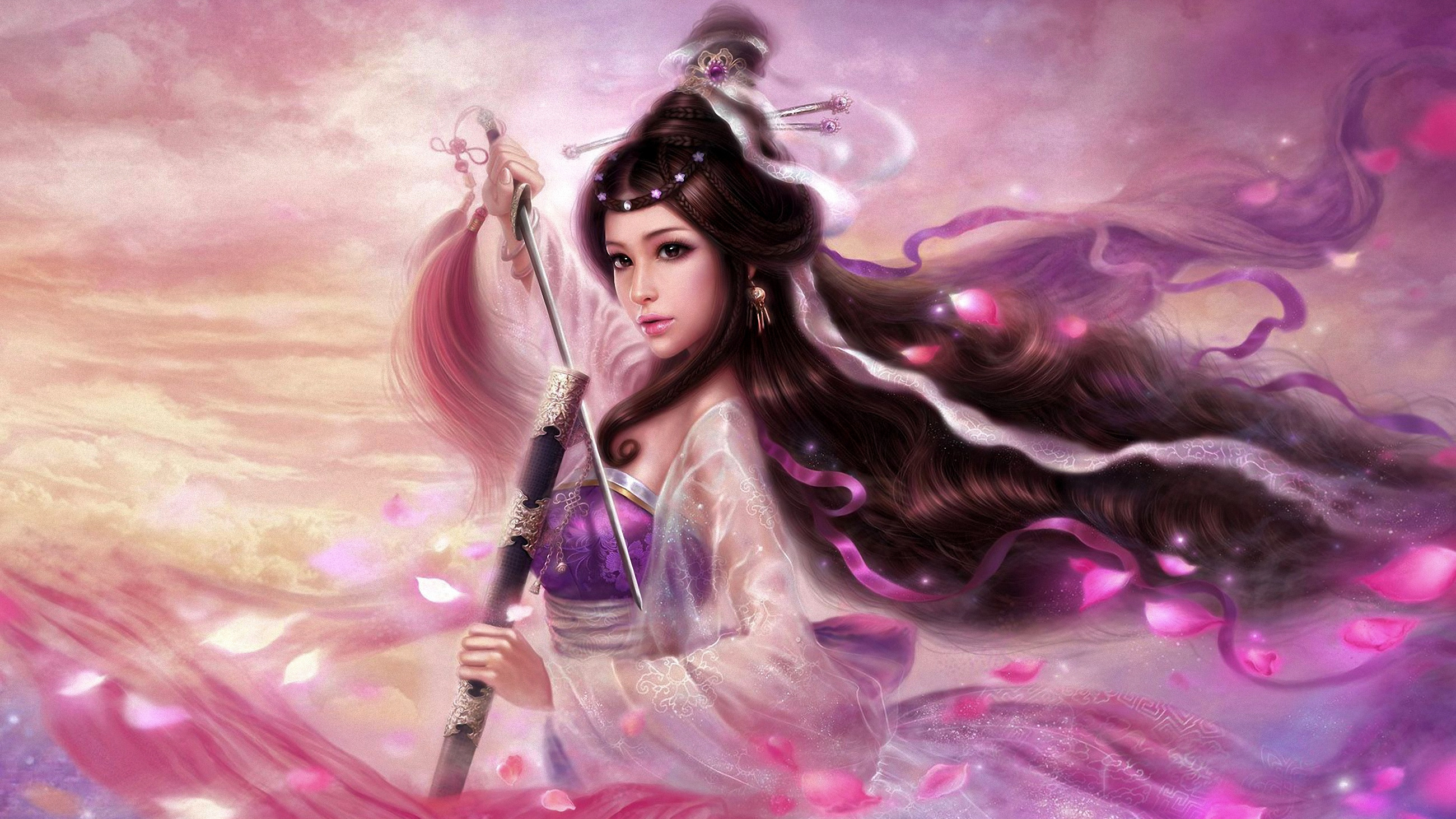 Women Warrior Long Hair Fantasy Girl
 Wallpapers