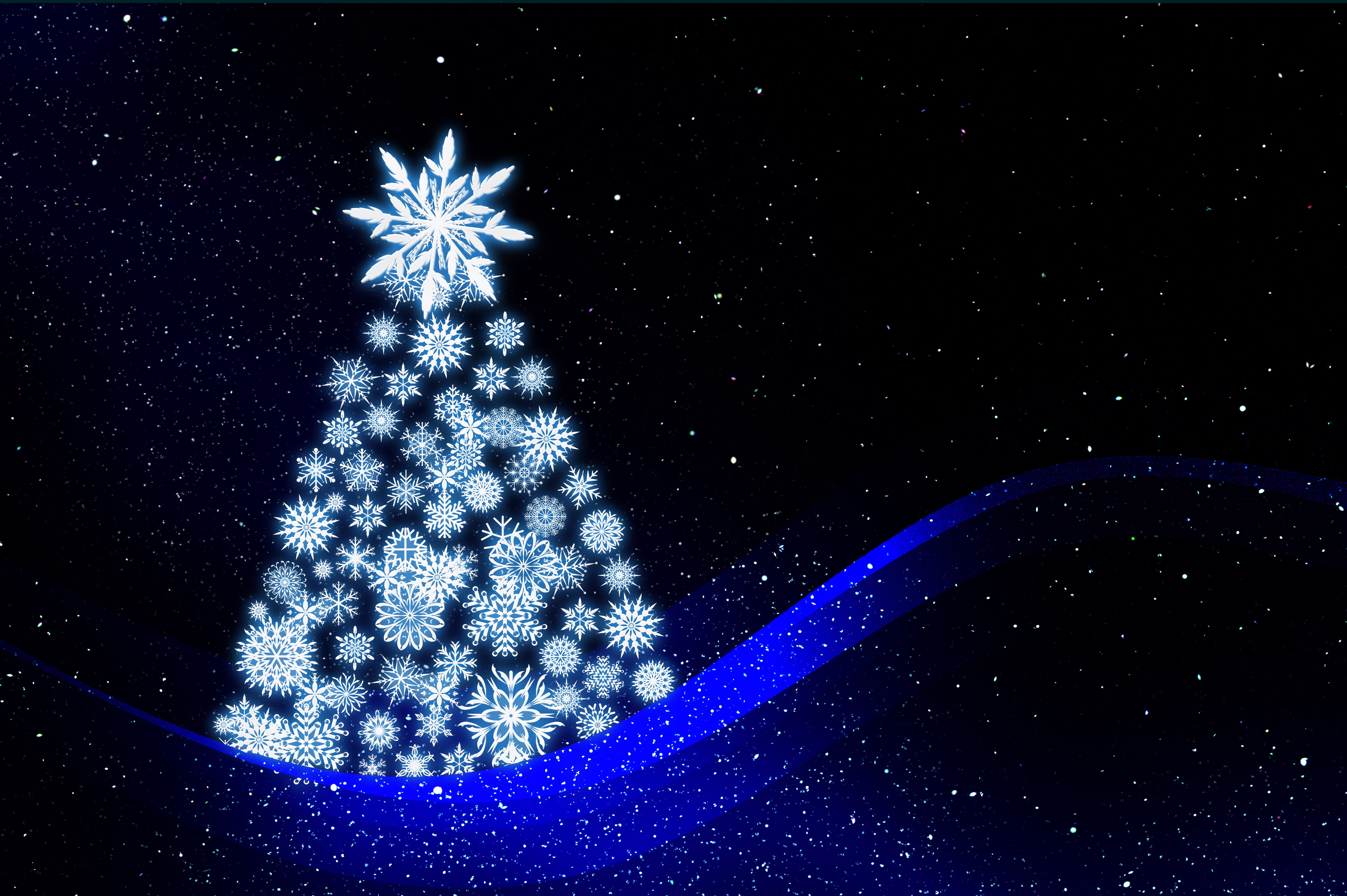 Artistic Blue Christmas Tree Wallpapers