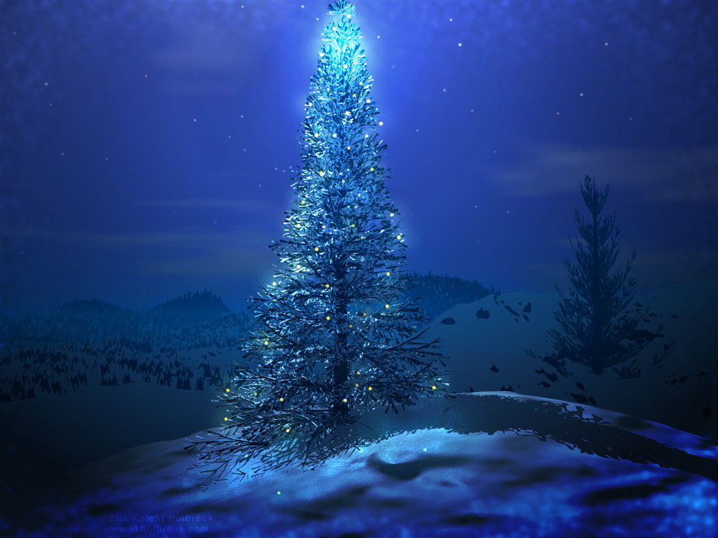 Artistic Blue Christmas Tree Wallpapers