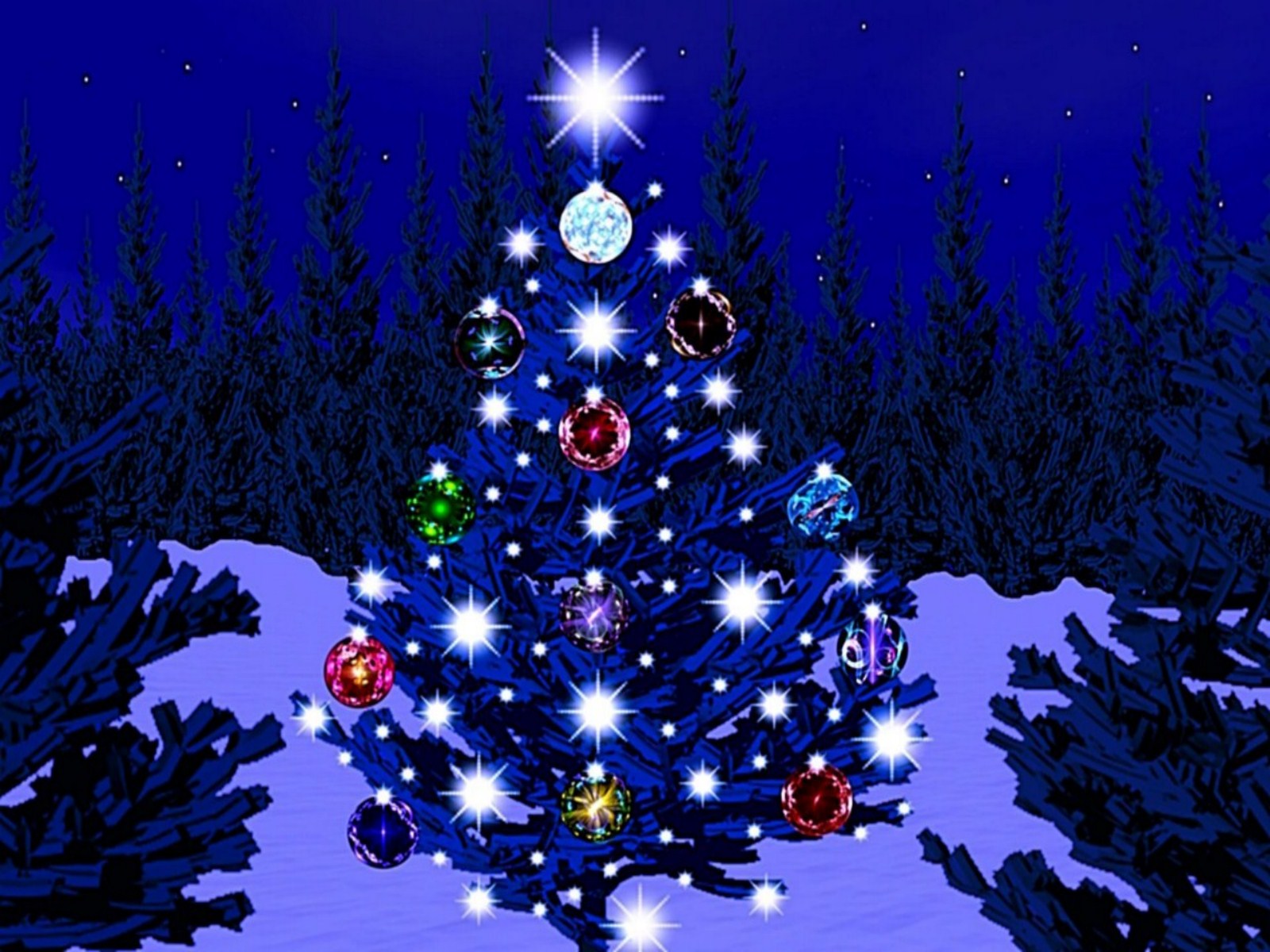 Artistic Blue Christmas Tree Wallpapers