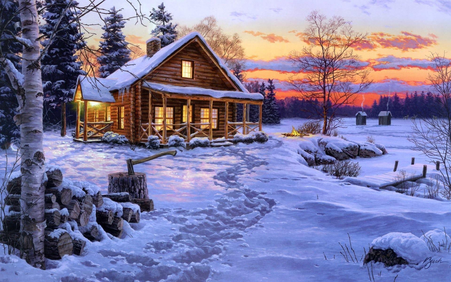 Christmas Cabin Wallpapers