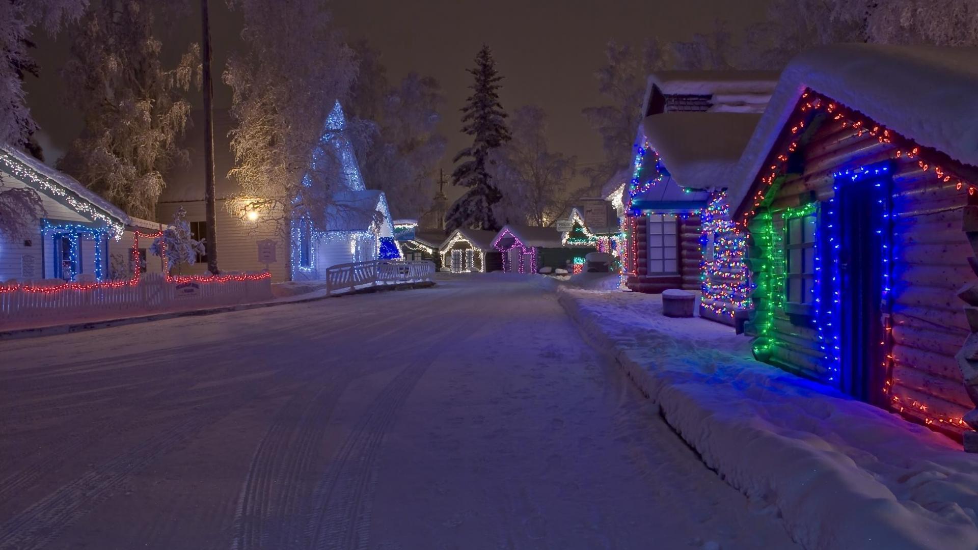 Christmas Lights Snow Wallpapers