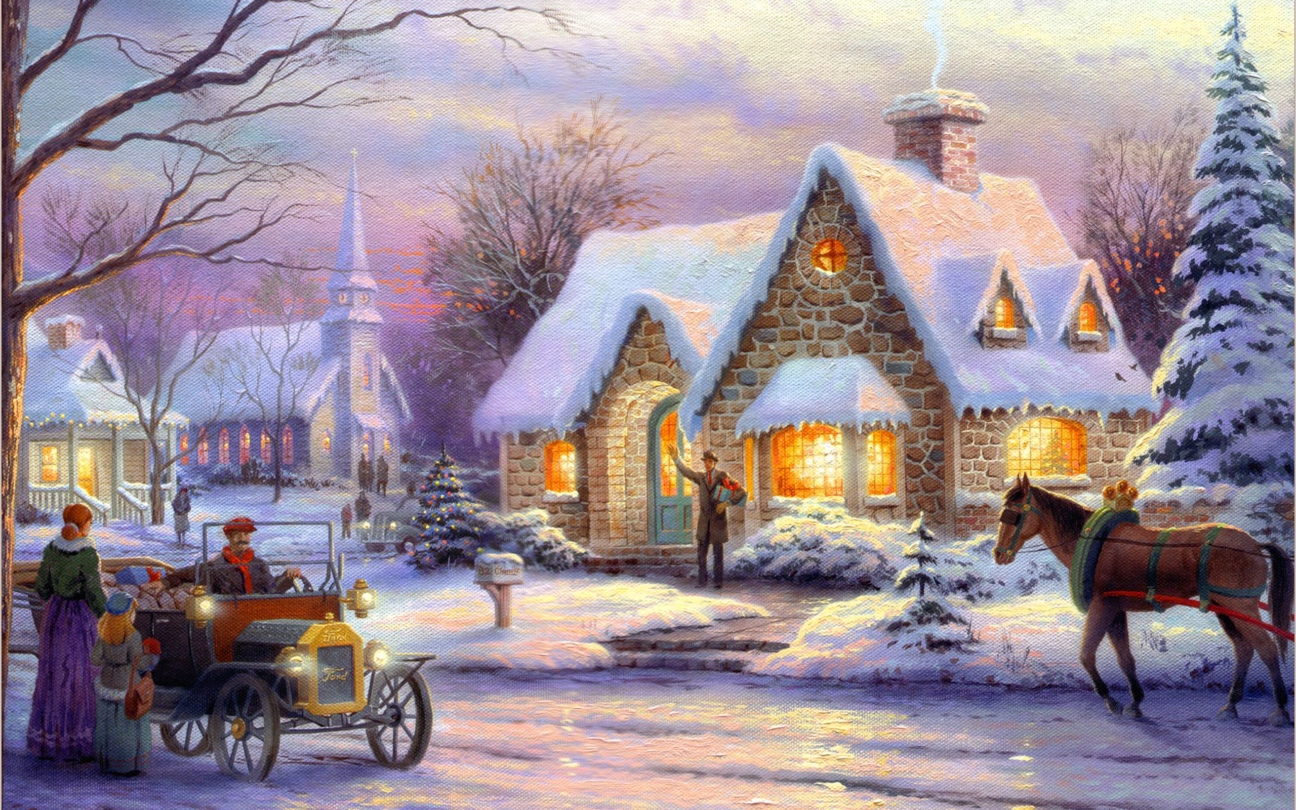 Christmas Thomas Kinkade Winter Wallpapers