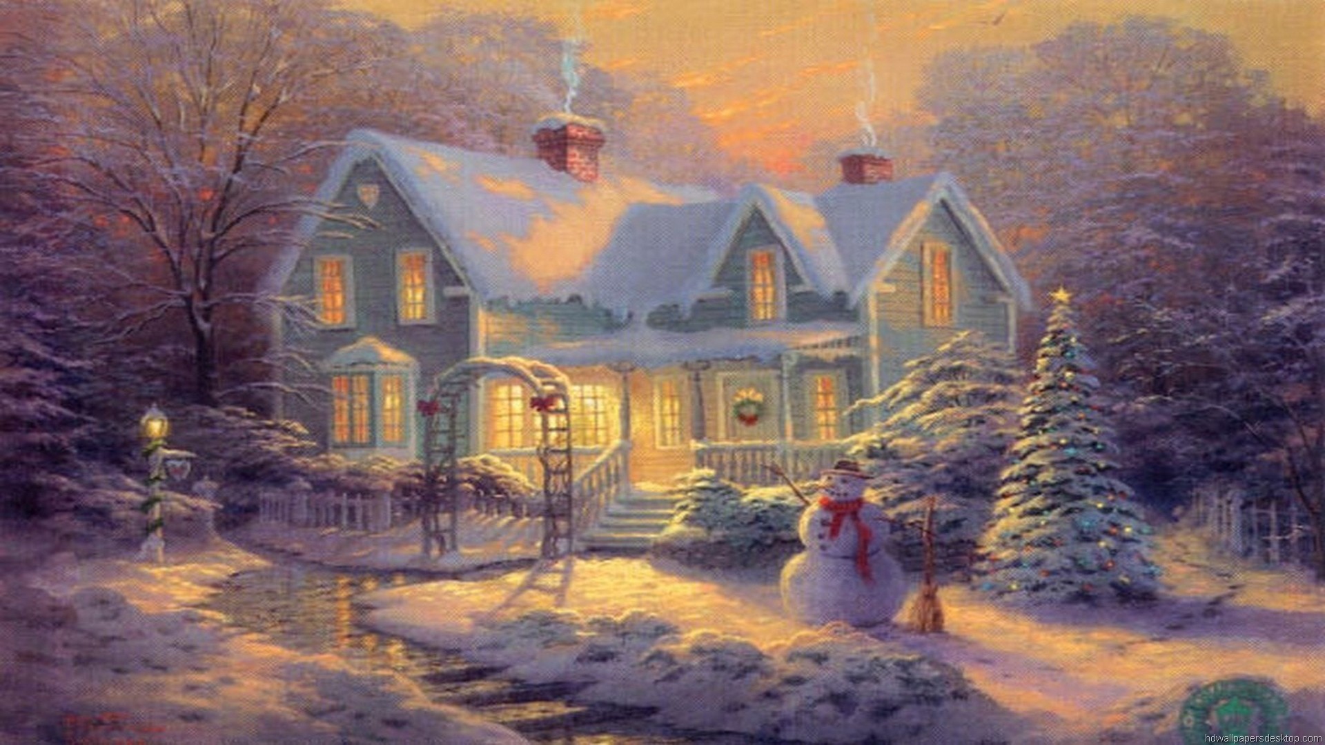 Christmas Thomas Kinkade Winter Wallpapers