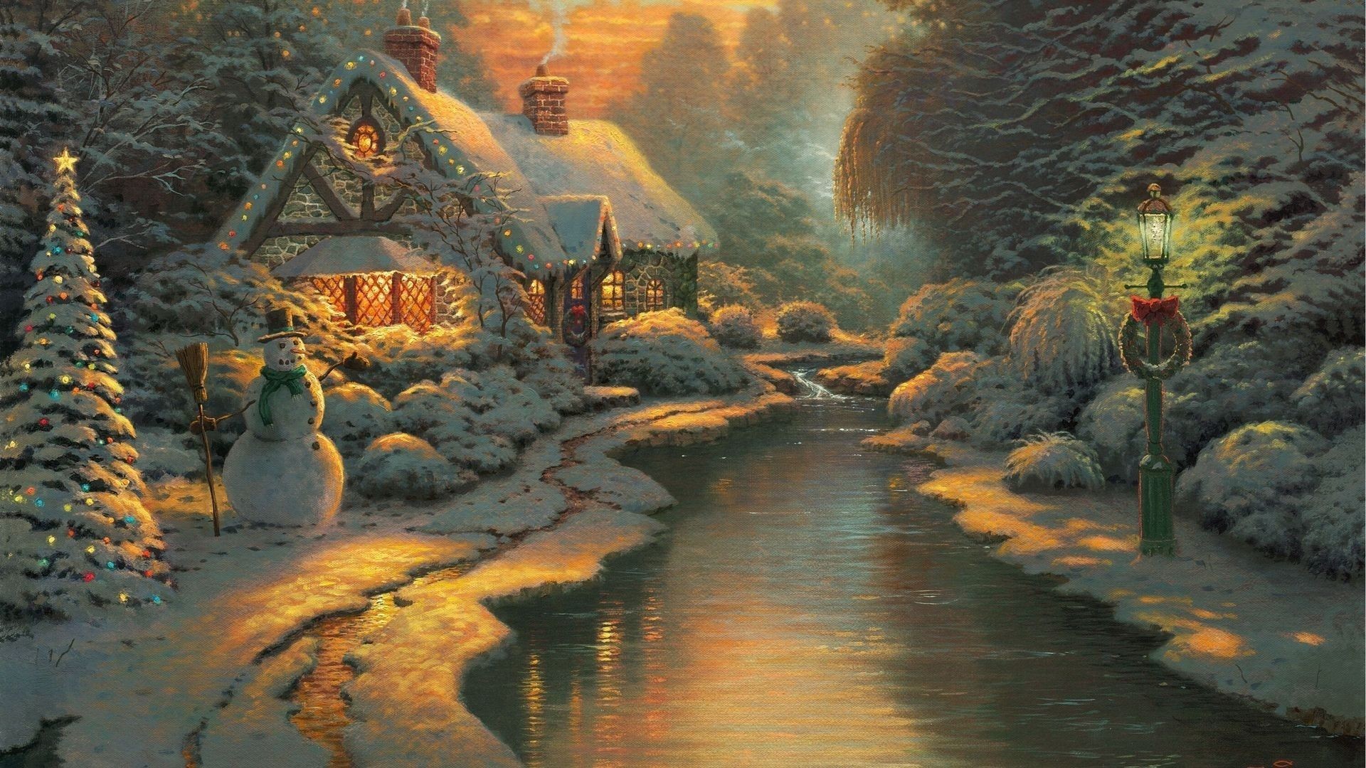 Christmas Thomas Kinkade Winter Wallpapers