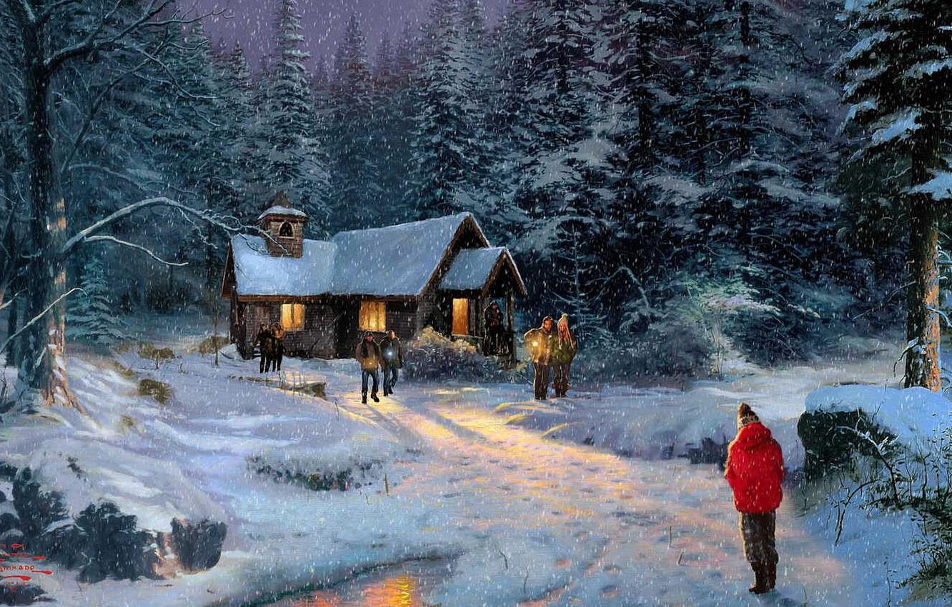 Christmas Thomas Kinkade Winter Wallpapers