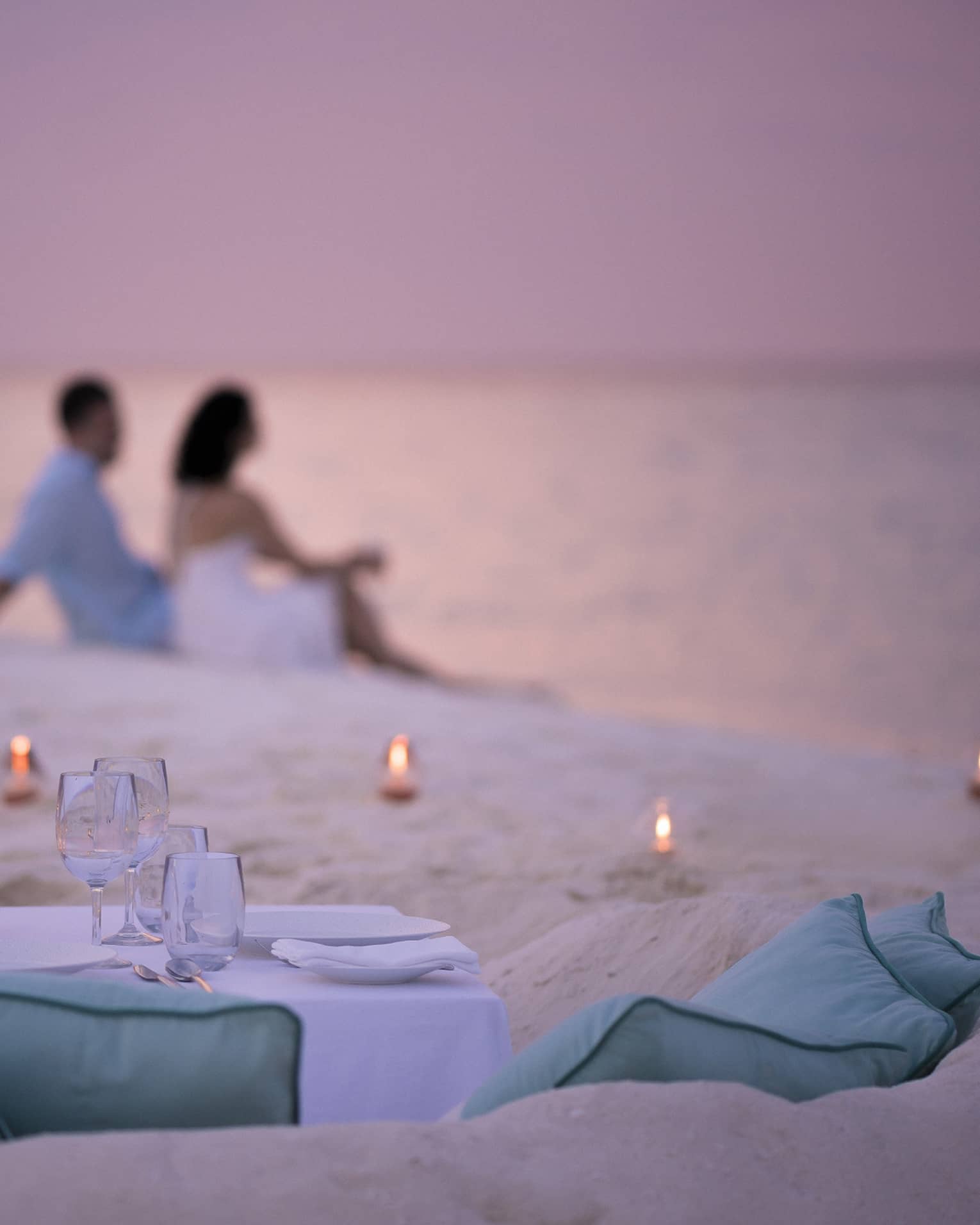 Dining On The Beach At Night In The Maldives Ocean Wallpapers