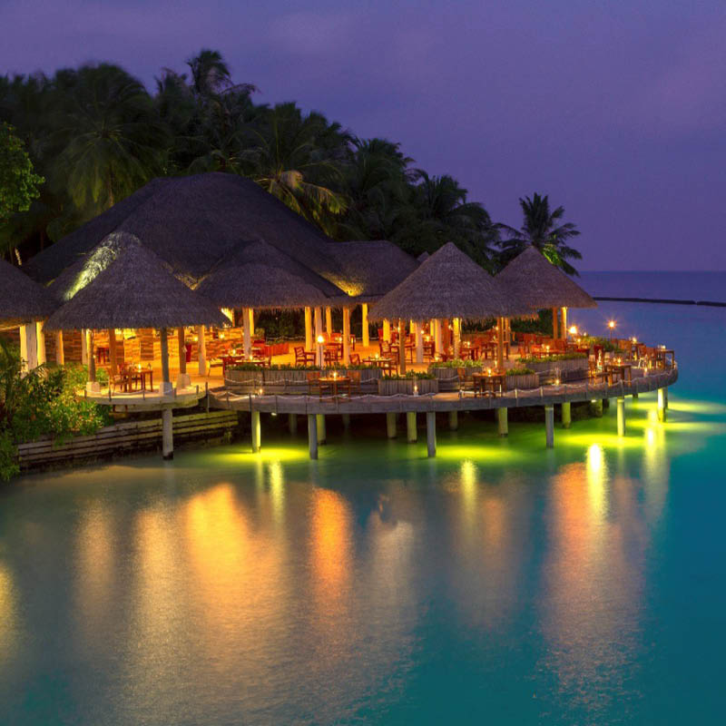 Dining On The Beach At Night In The Maldives Ocean Wallpapers