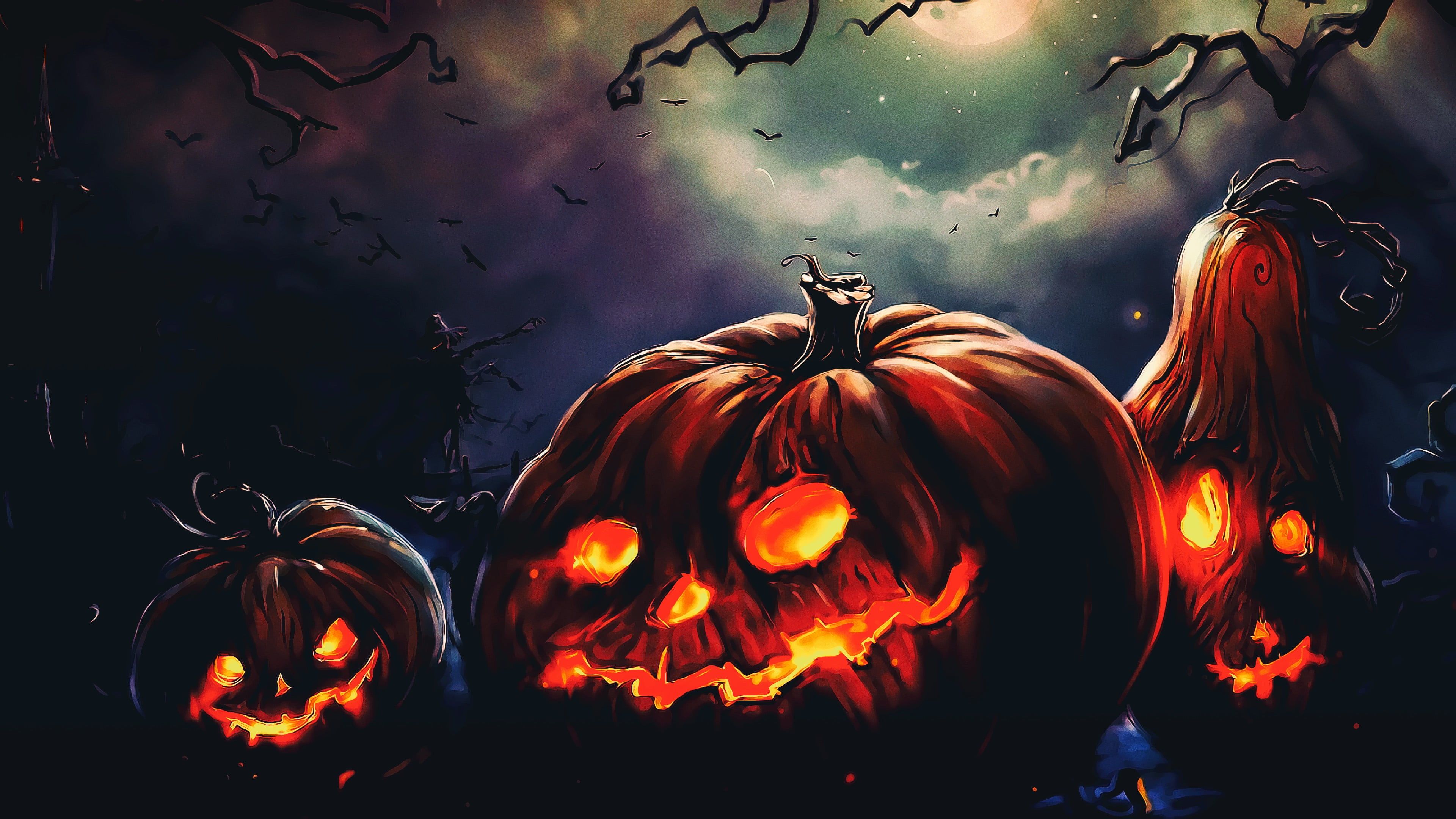 Halloween Jack-O'-Lantern With Mask Wallpapers